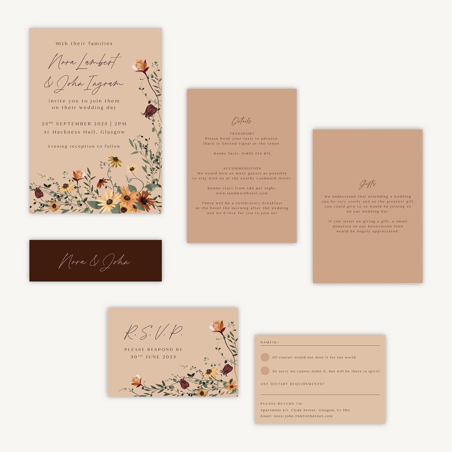 Autumn Wildflowers Wedding Invitation
