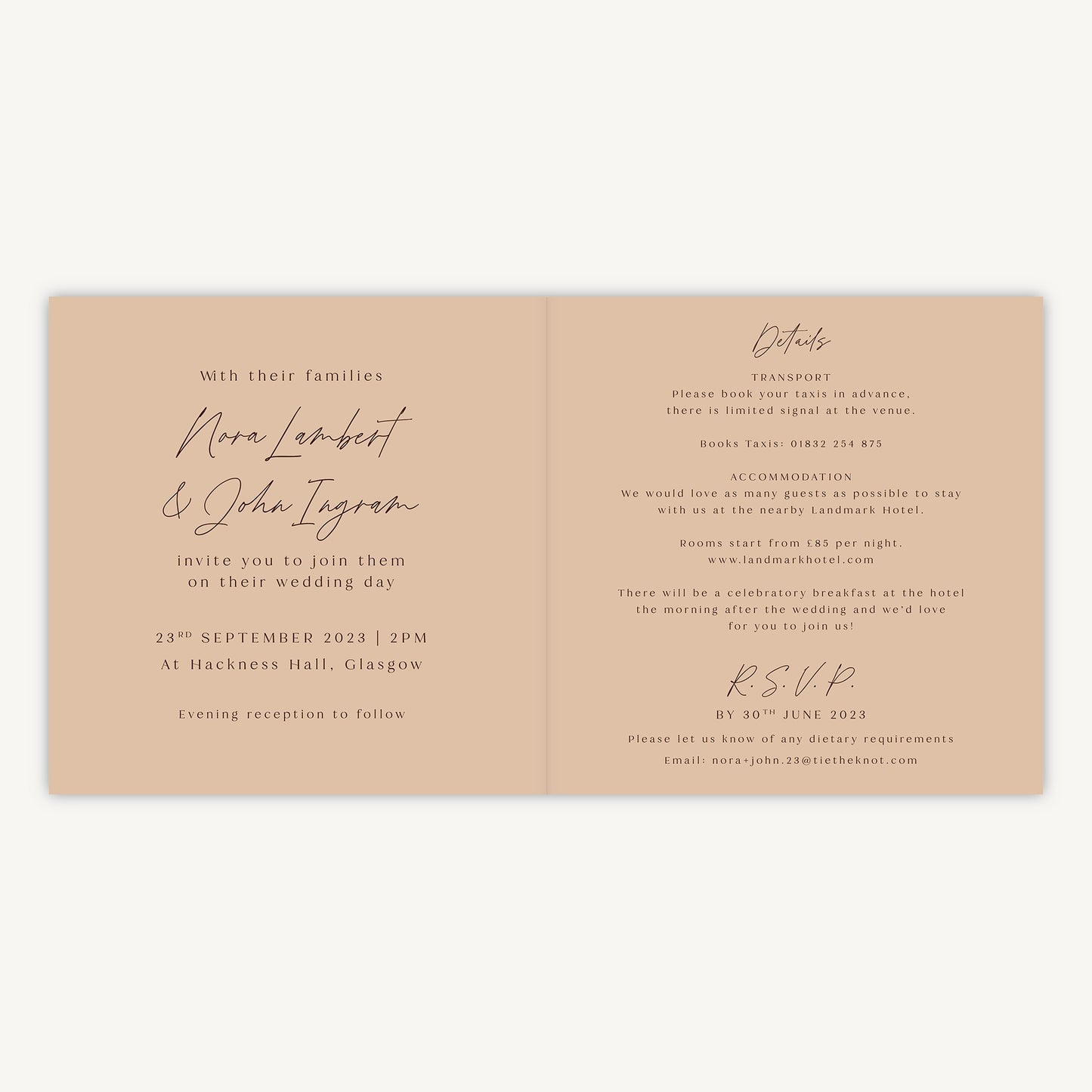 Autumn Wildflowers Folded Wedding Invitation