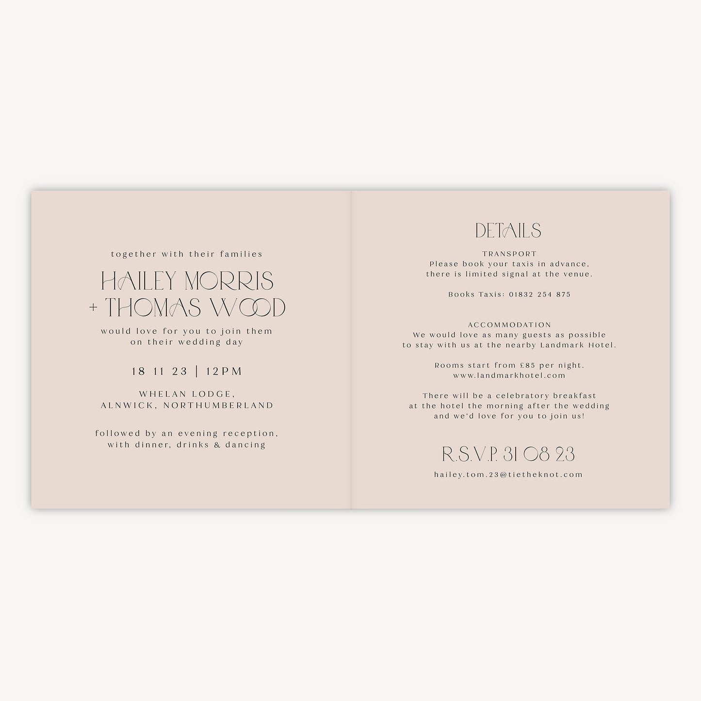 Winter Floral Folded Wedding Invitation