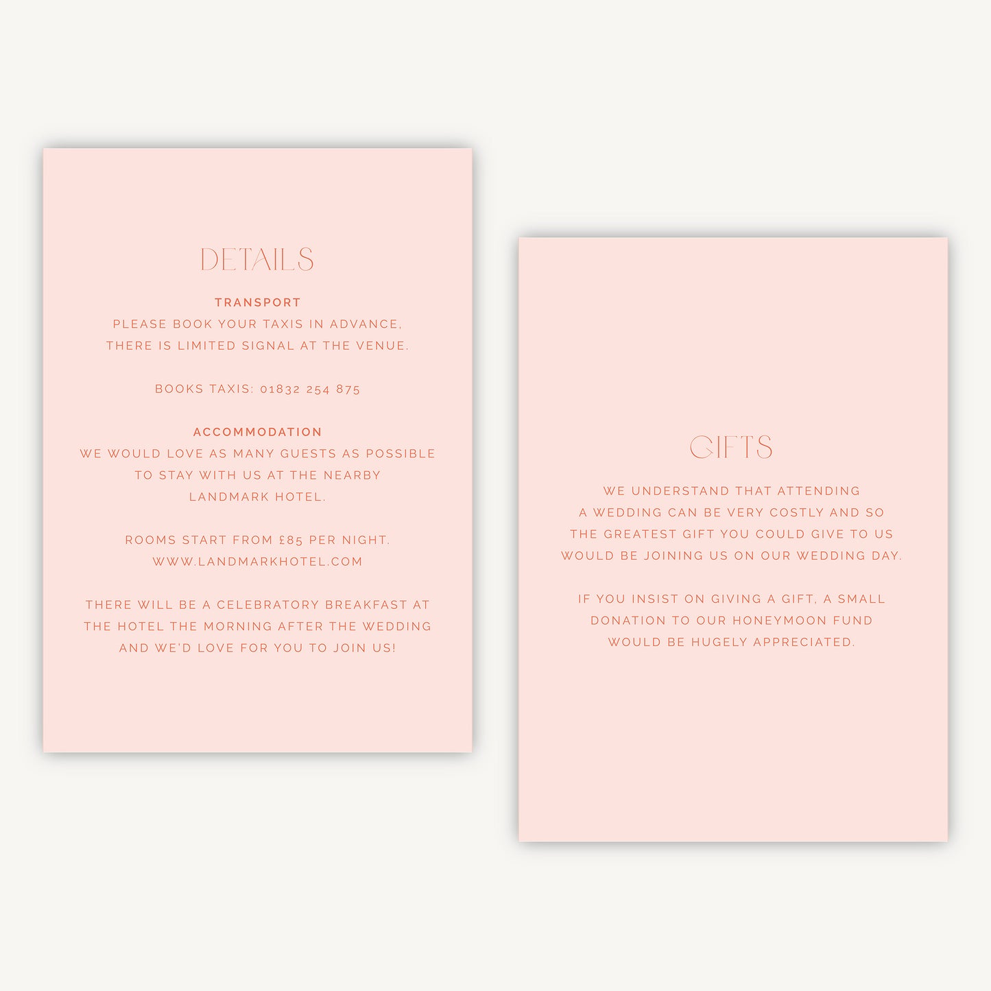 Palm Beach Wedding Invitation Details Card
