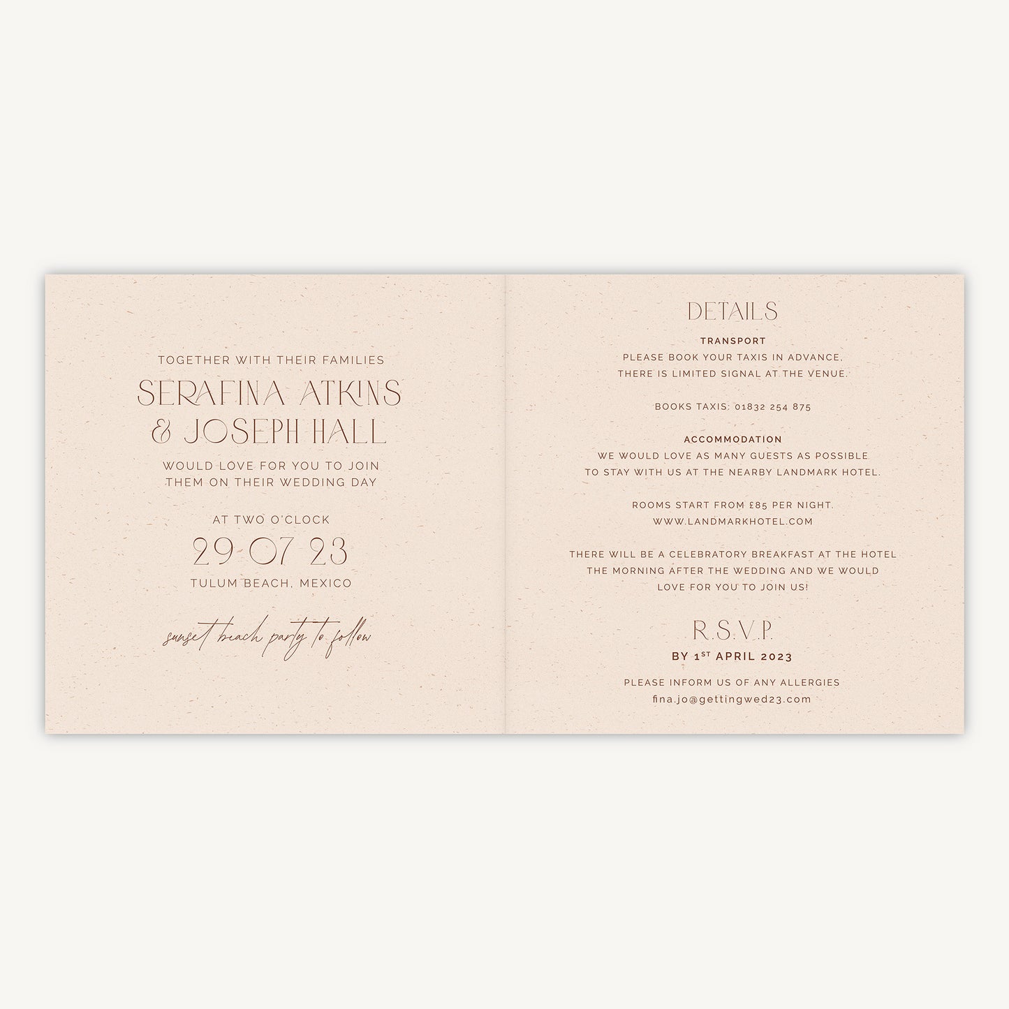 Palm Beach Folded Wedding Invitation