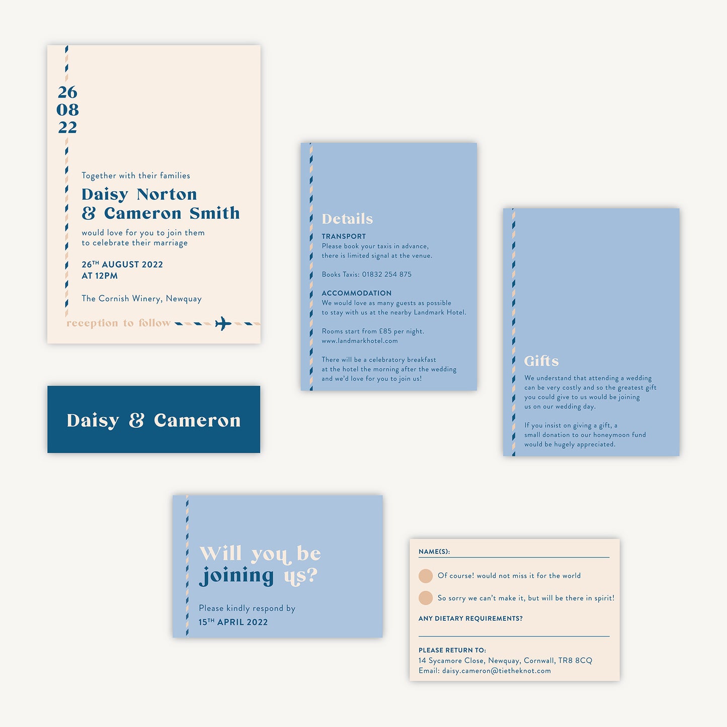 Muted Travel Wedding Invitation