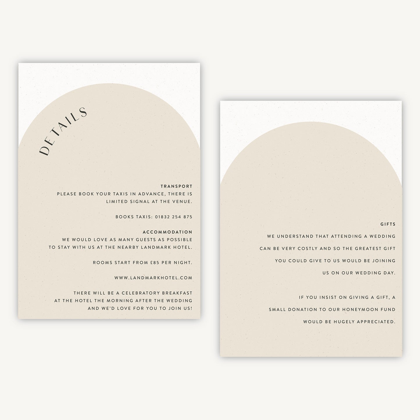 Minimalist Arch Wedding Invitation Details Card