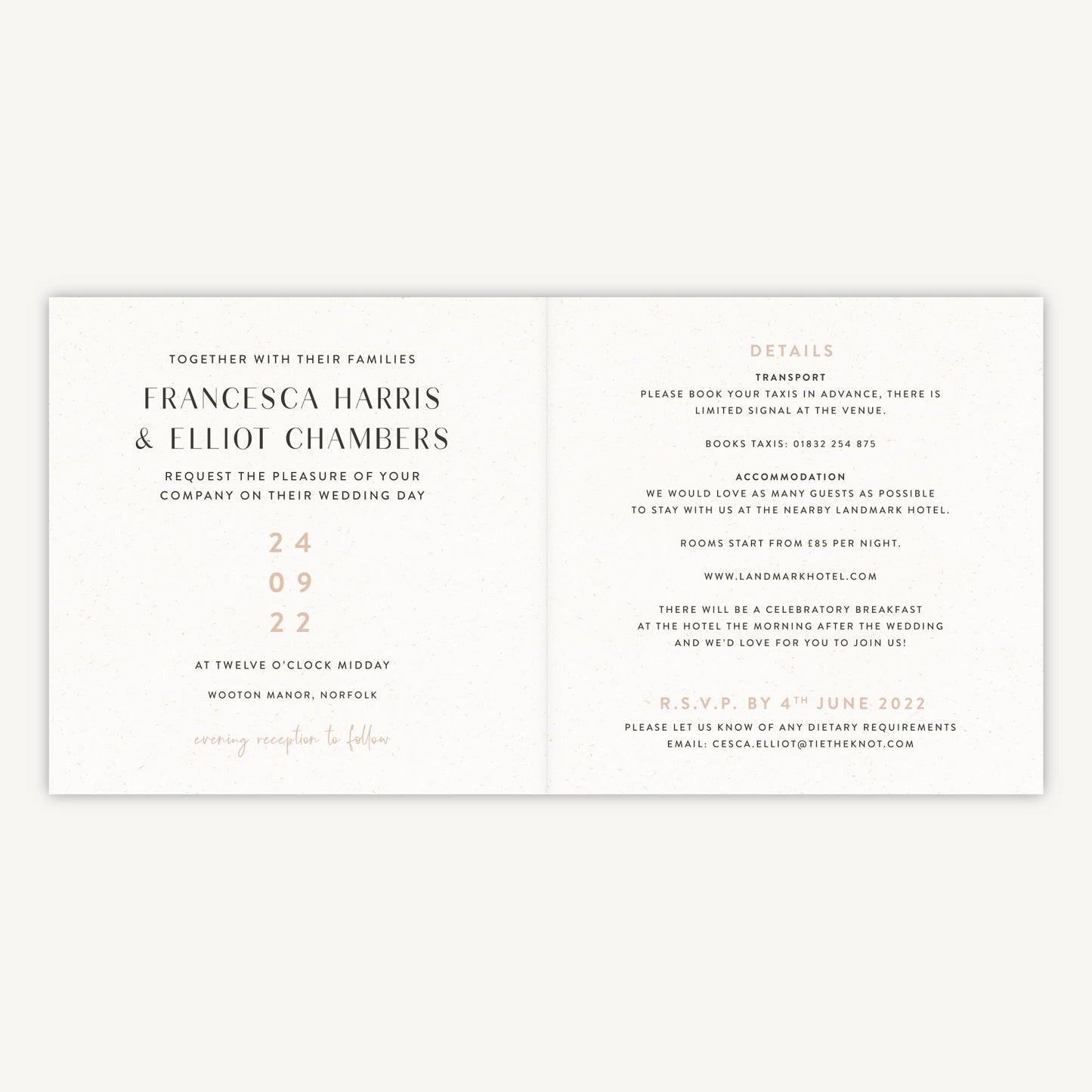 Minimalist Arch Folded Wedding Invitation