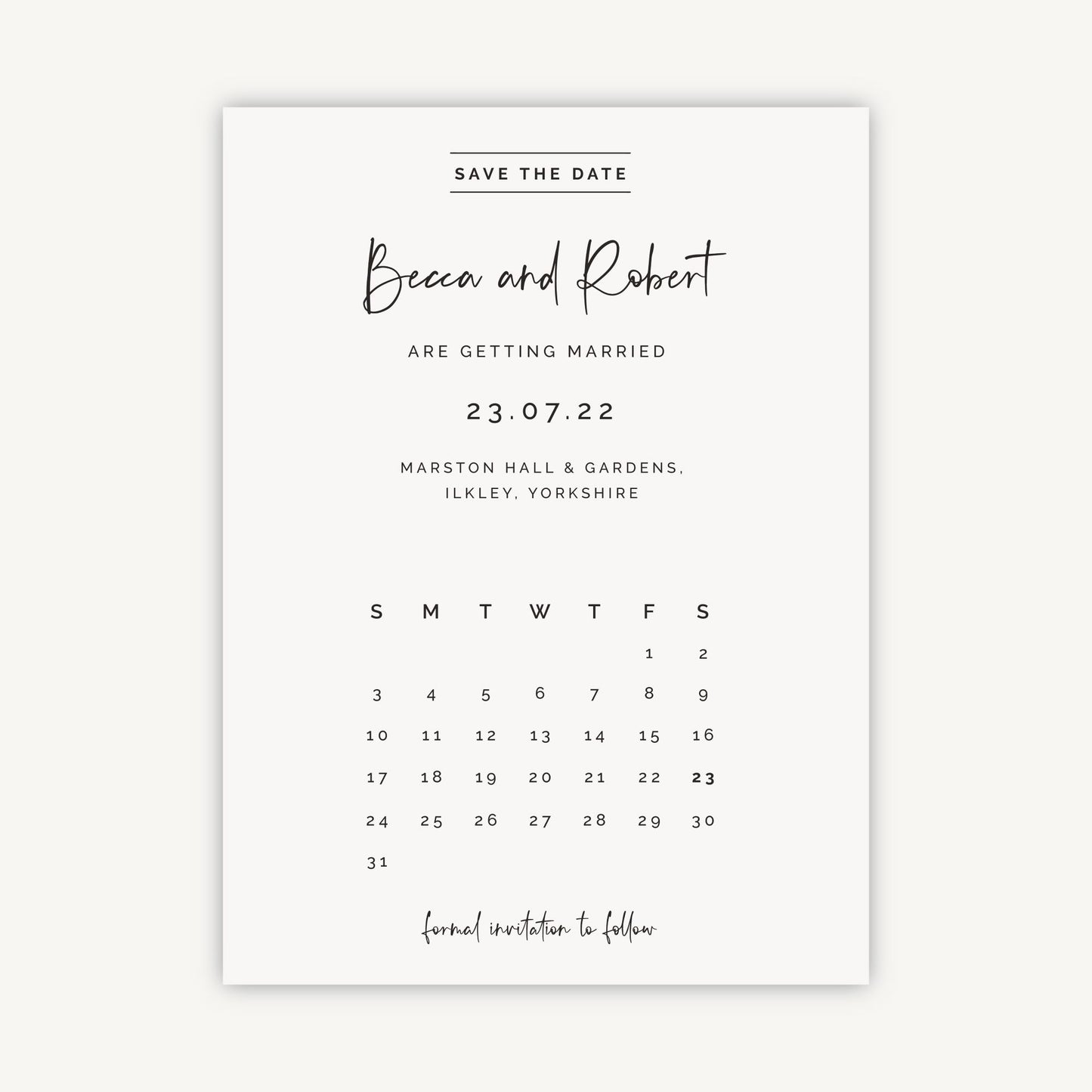 Modern Script Folded Wedding Save the Date