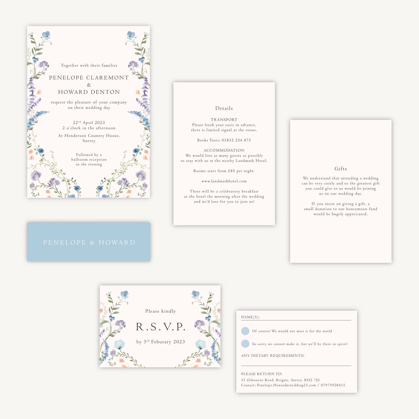 Regency Floral Wedding Invitation