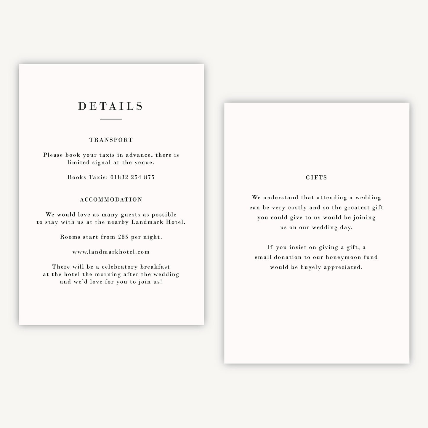 Simple Script Wedding Invitation Details Card