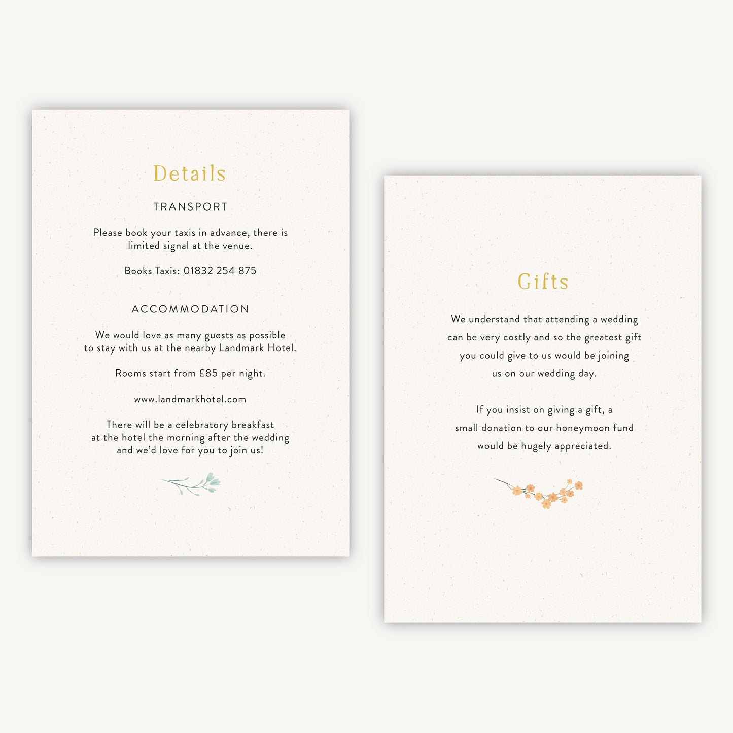 Summer Meadow Wedding Invitation Details Card