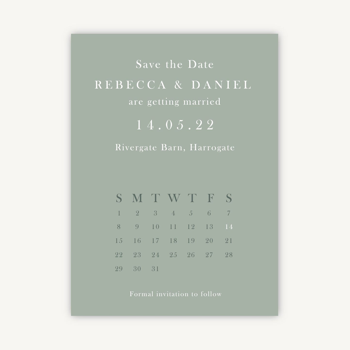 Sage Wildflower Folded Wedding Save the Date