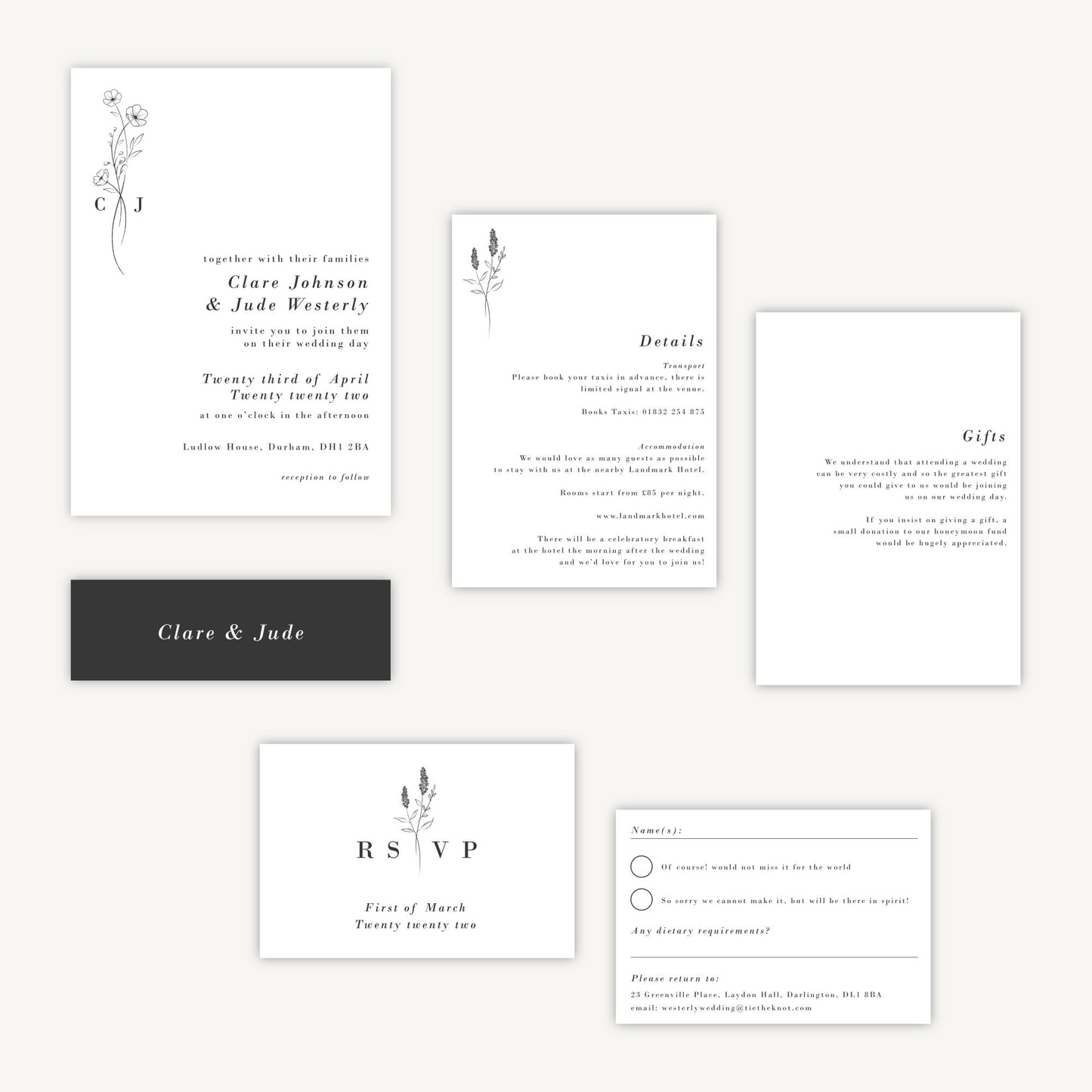 Simple Floral Wedding Invitation