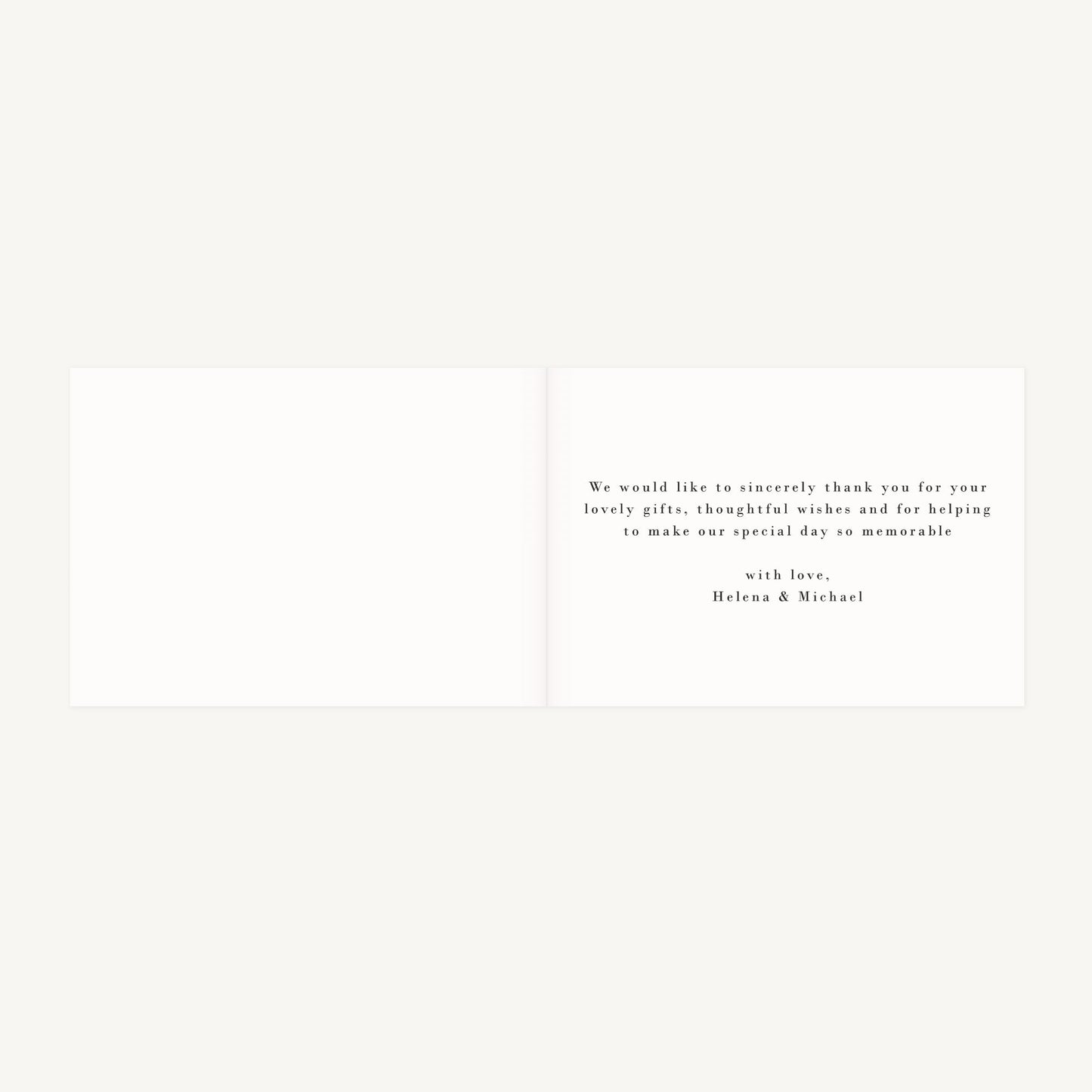 Simple Script Wedding Thank You Card Folded