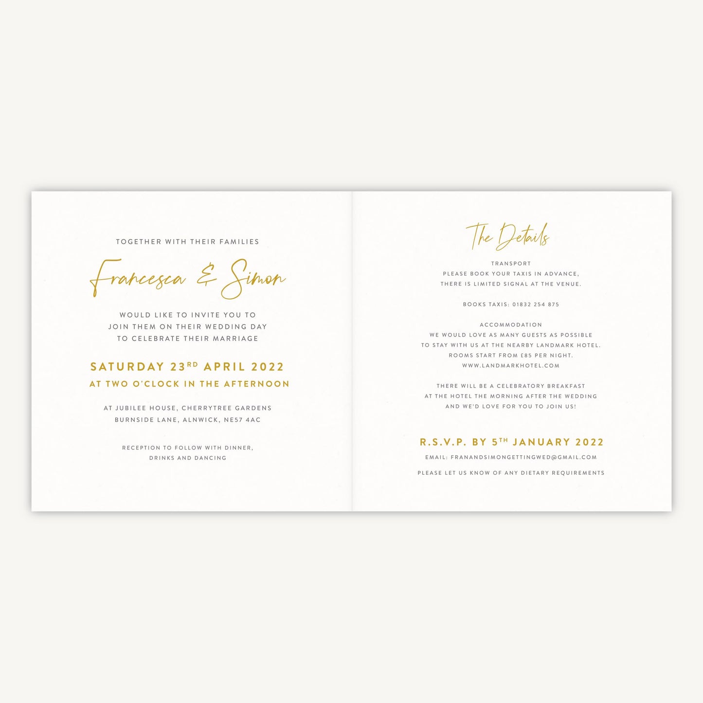 Spring Flowers Folded Wedding Invitation