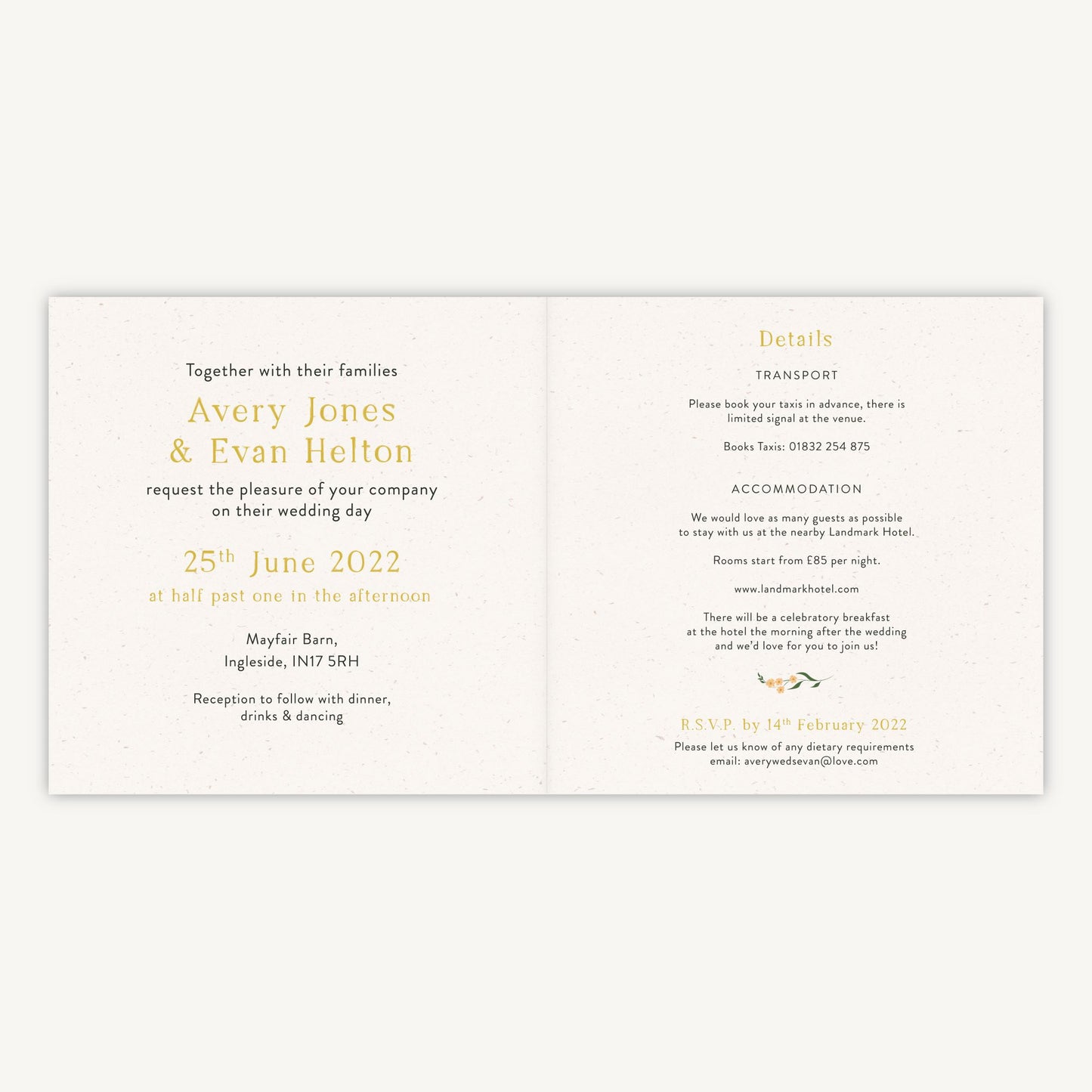 Summer Meadow Folded Wedding Invitation