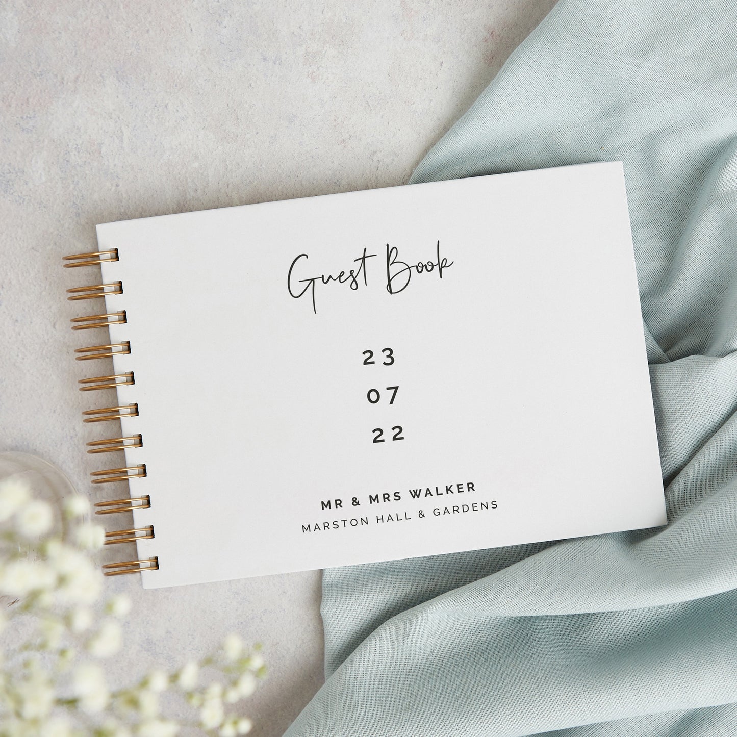 Modern Script Personalised Wedding Guest Book