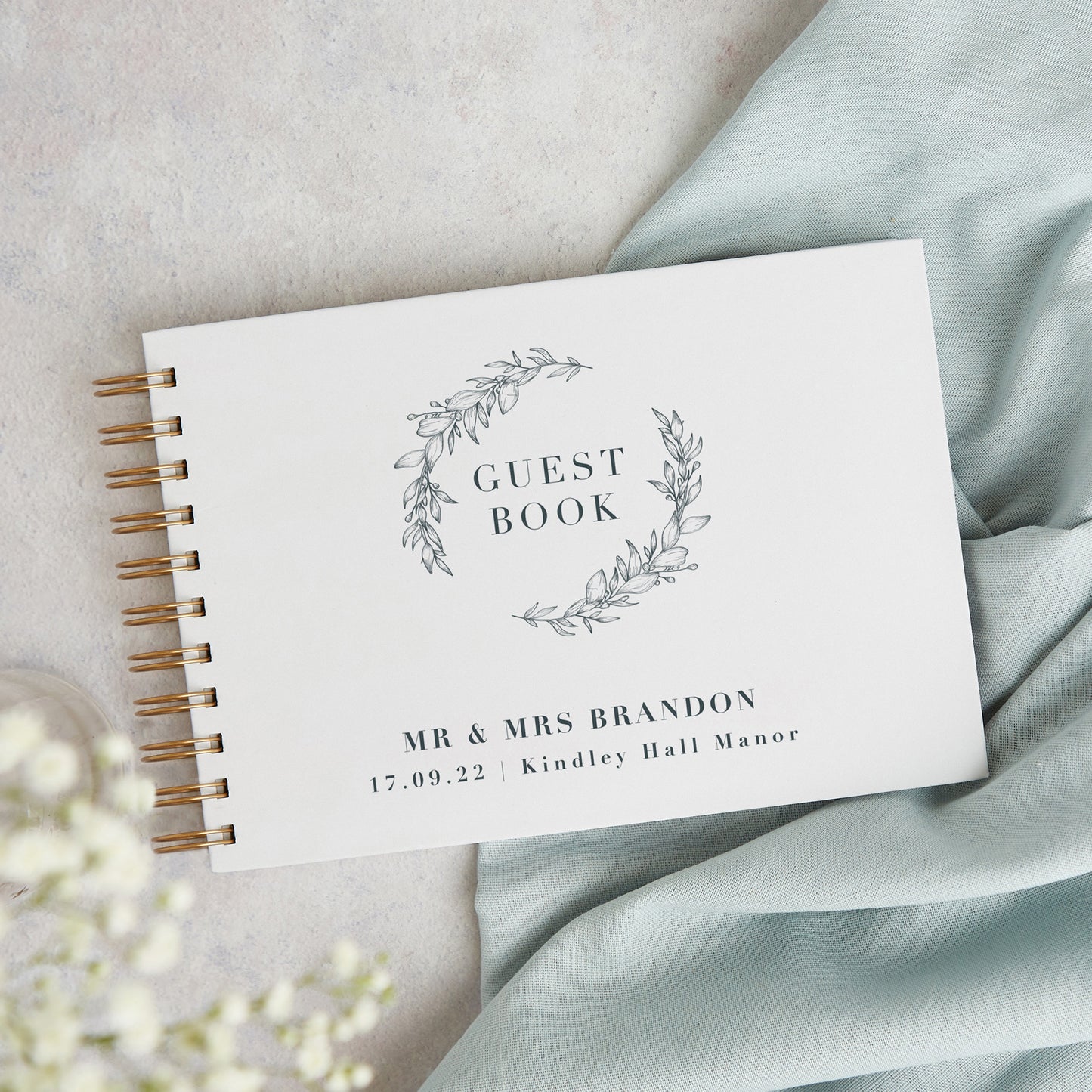 Foliage Monogram Personalised Wedding Guest Book