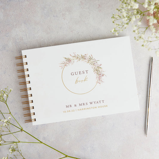 Dried Flower Hoop Personalised Wedding Guest Book