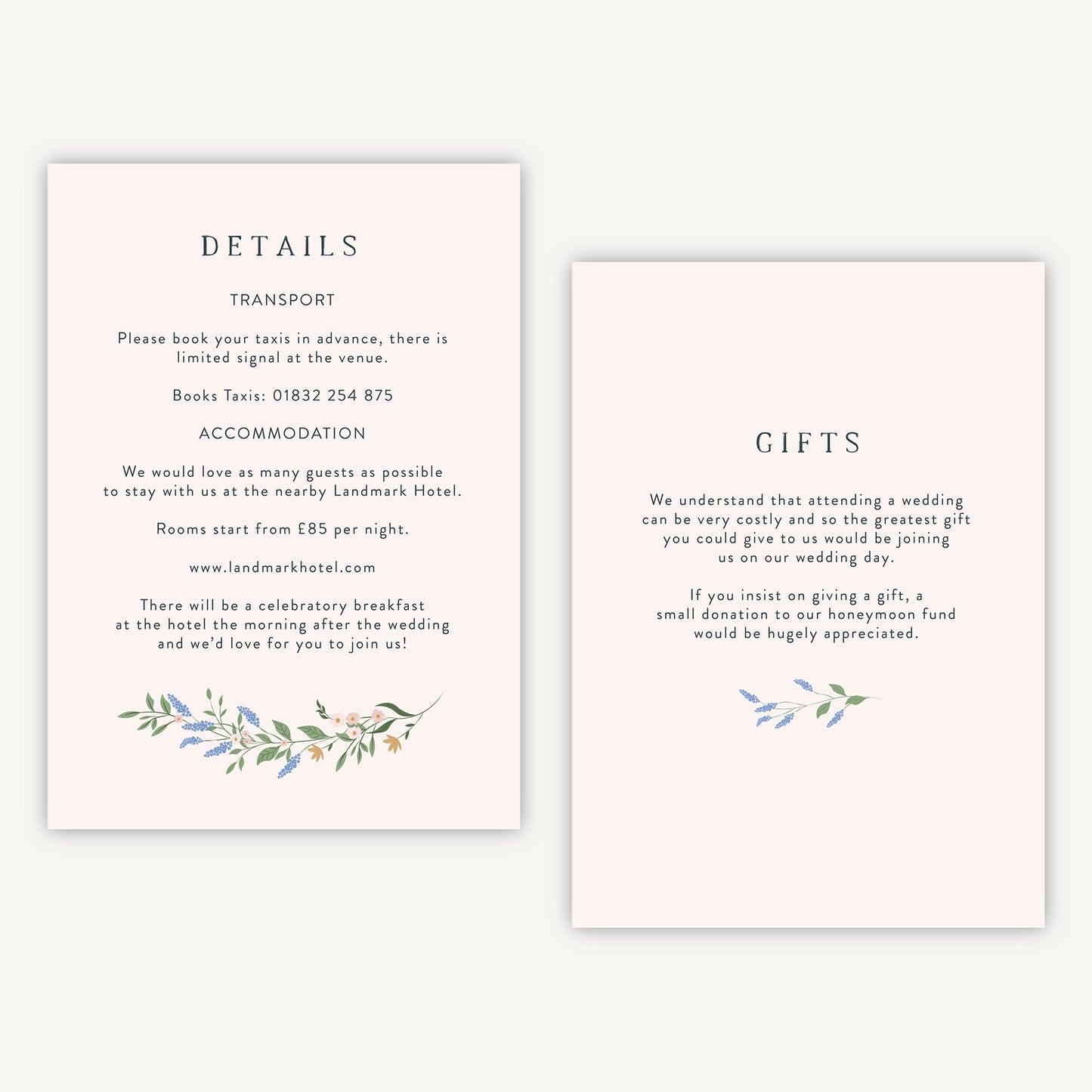 Wildflower Wreath Wedding Invitation Details Card