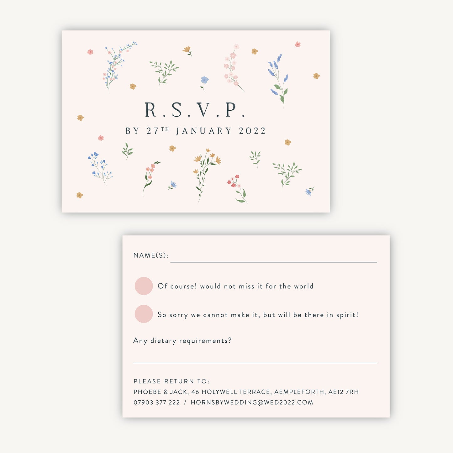 Wildflower Wreath Wedding Invitation RSVP Card