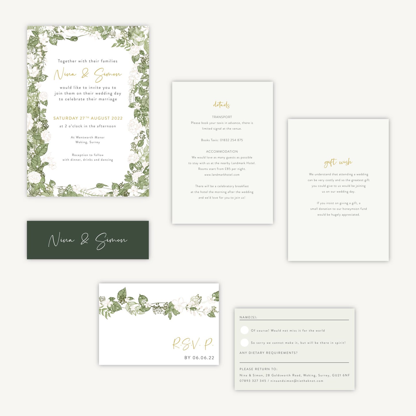 White Floral Wedding Invitation