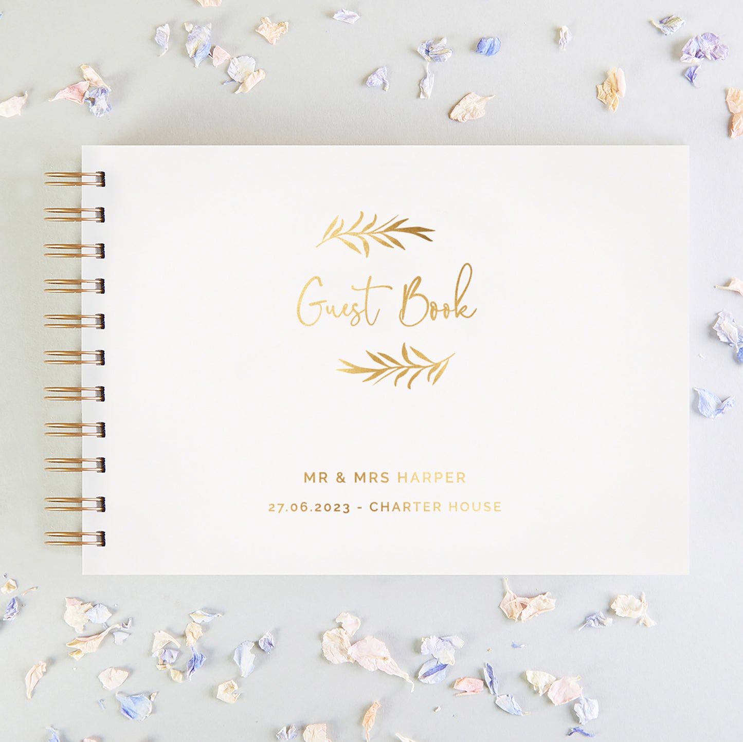 Personalised Wedding Guest Book Simple Botanical