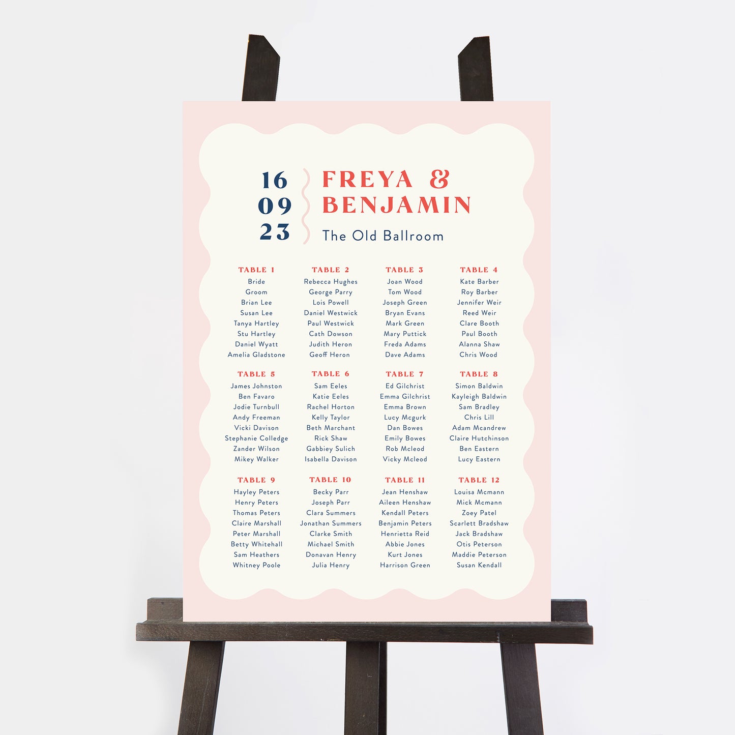 Retro Revival Personalised Wedding Table Plan