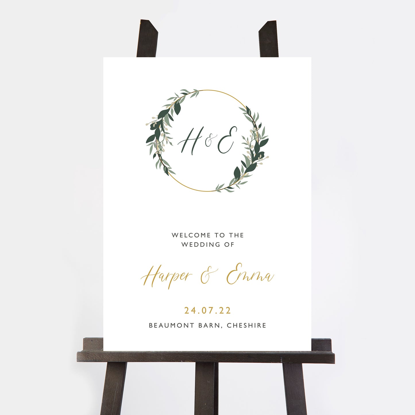 Foliage Hoop Wedding Welcome Sign