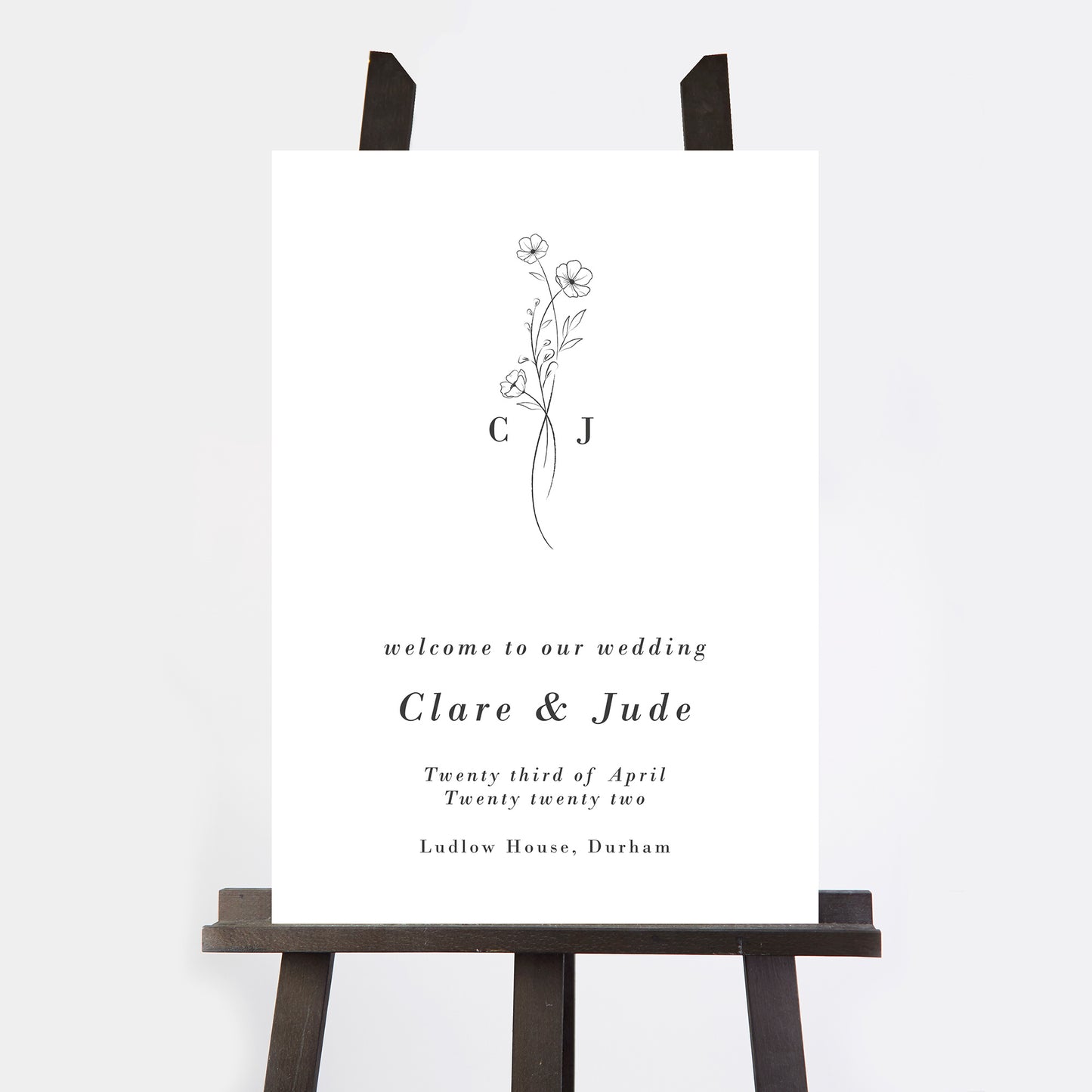 Simple Floral Wedding Welcome Sign