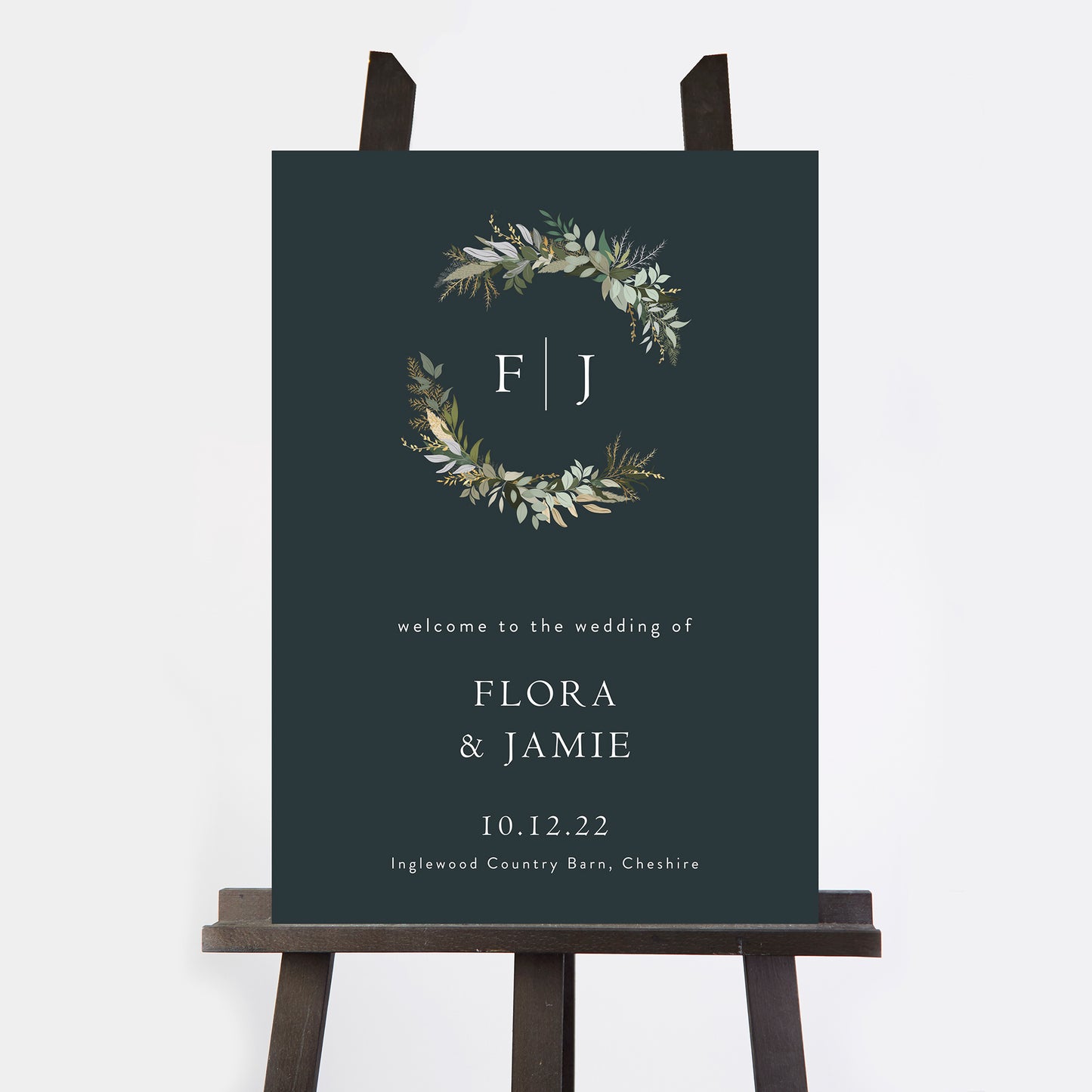 Winter Botanical Wedding Welcome Sign