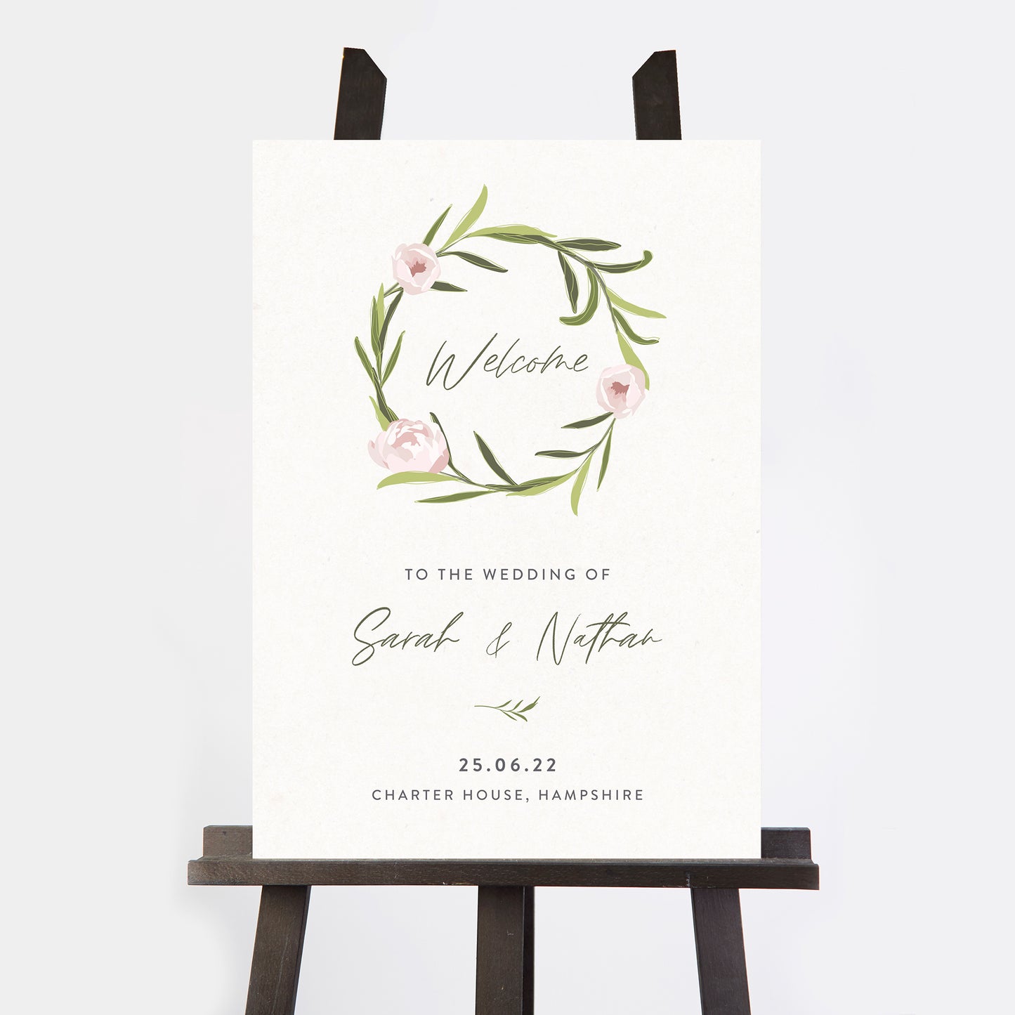Blush Peony Wedding Welcome Sign