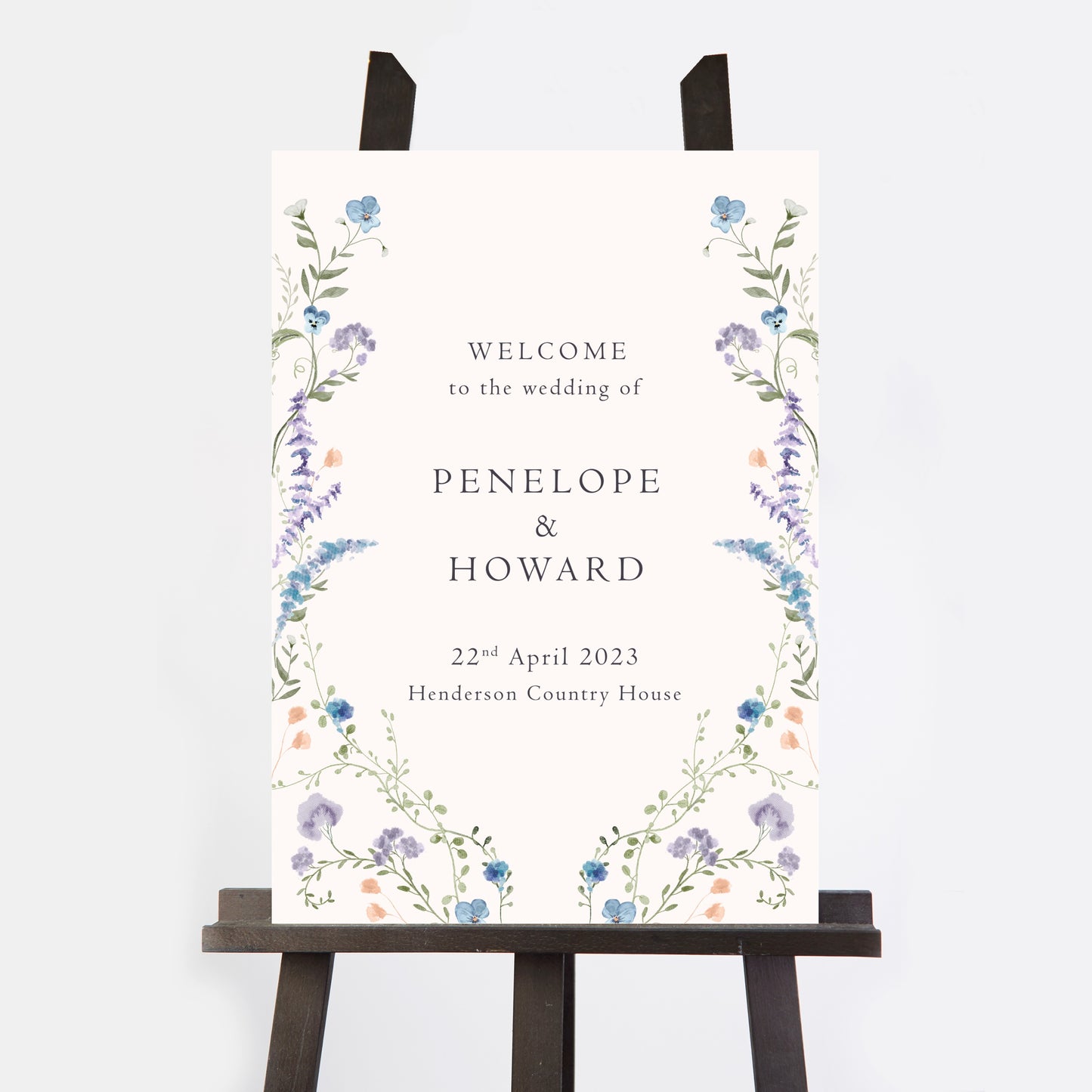 Regency Floral Wedding Welcome Sign
