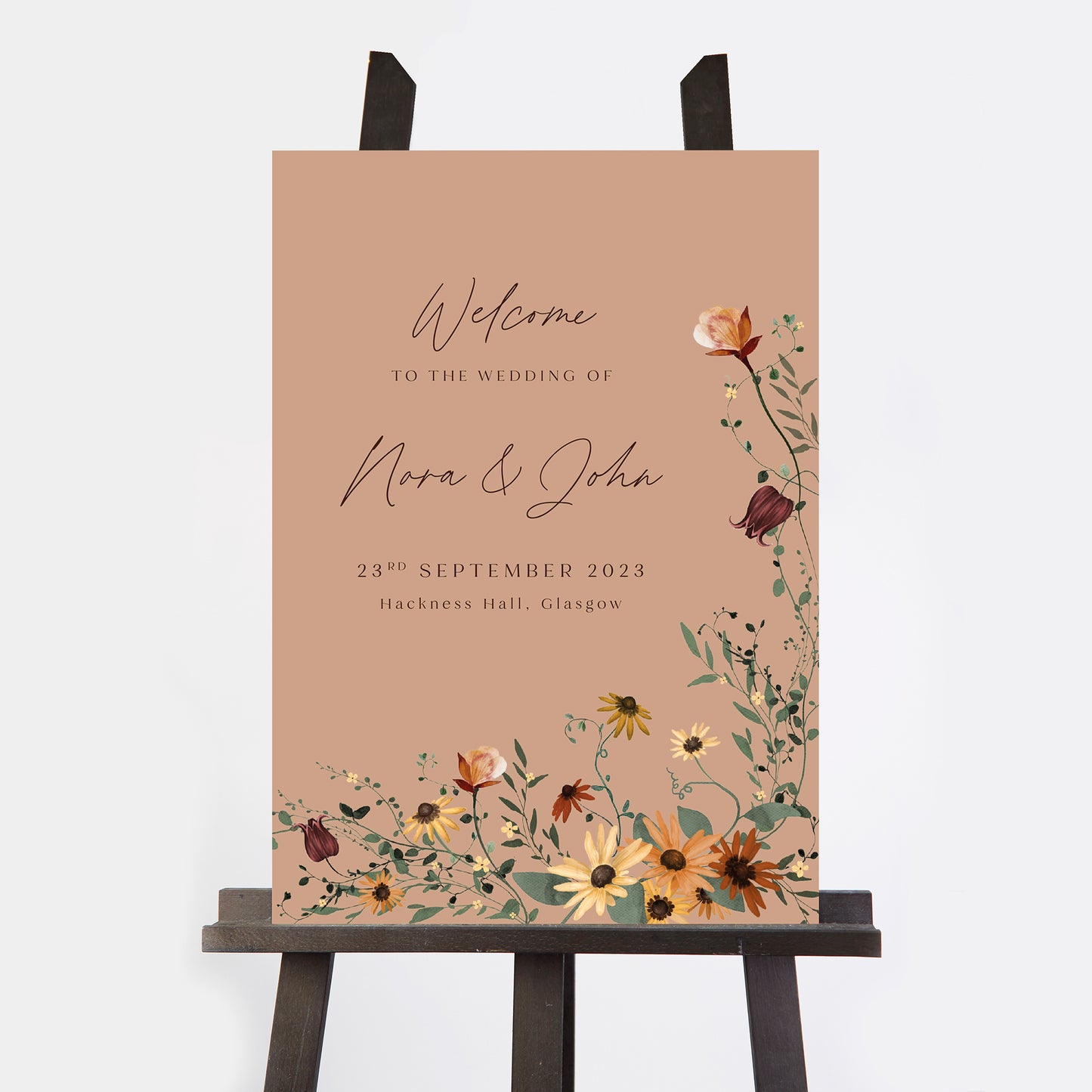 Autumn Wildflowers Wedding Welcome Sign