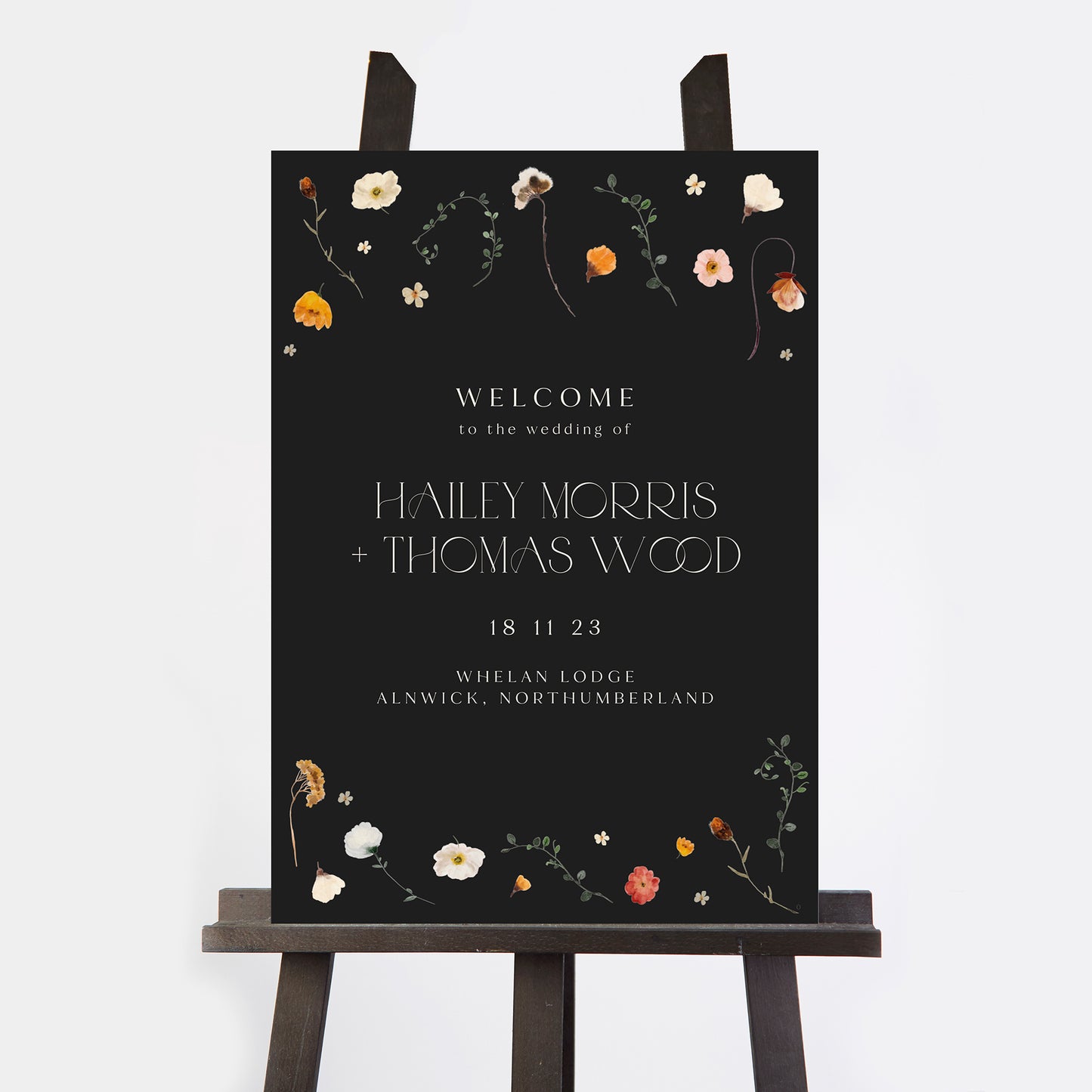 Winter Floral Wedding Welcome Sign