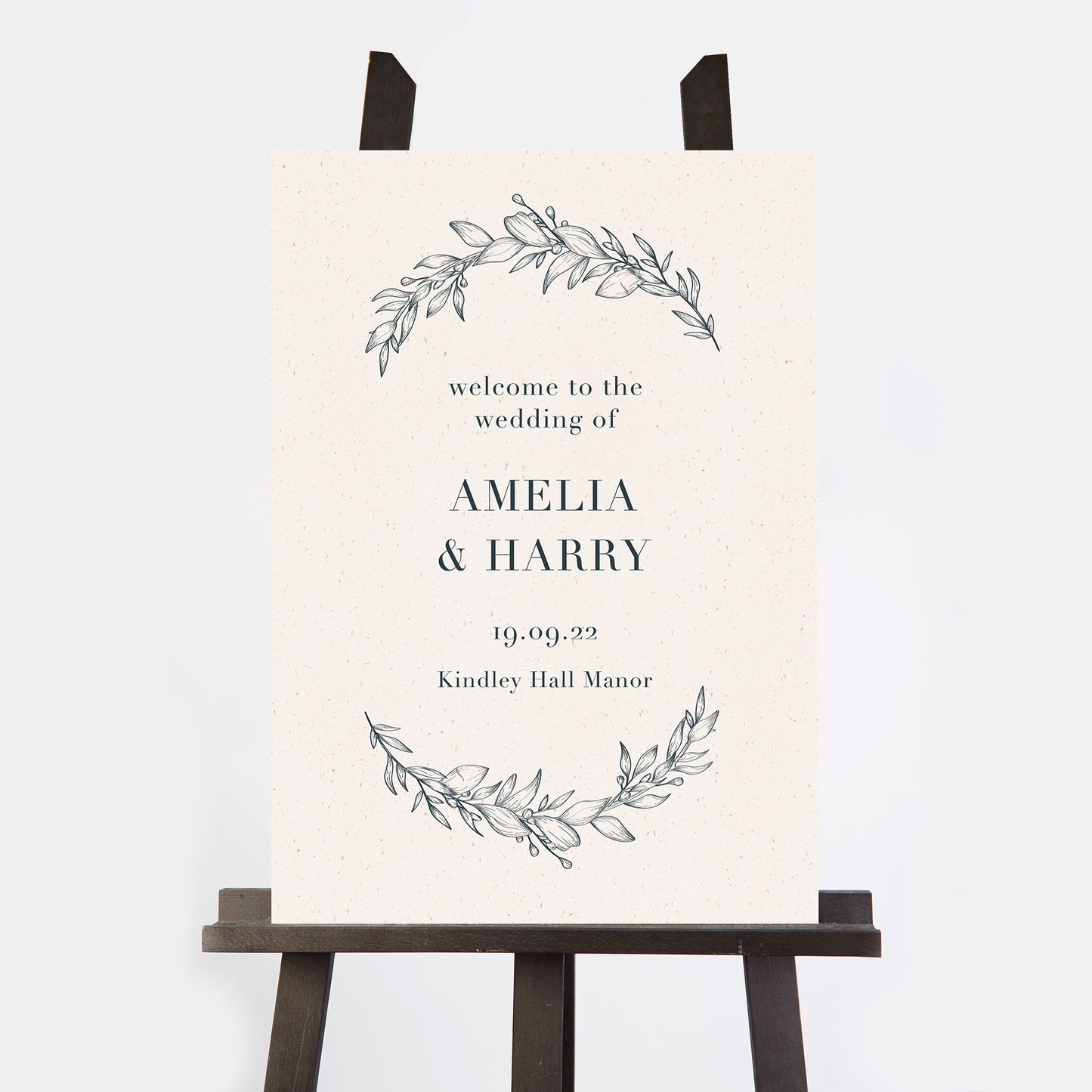 Foliage Monogram Wedding Welcome Sign
