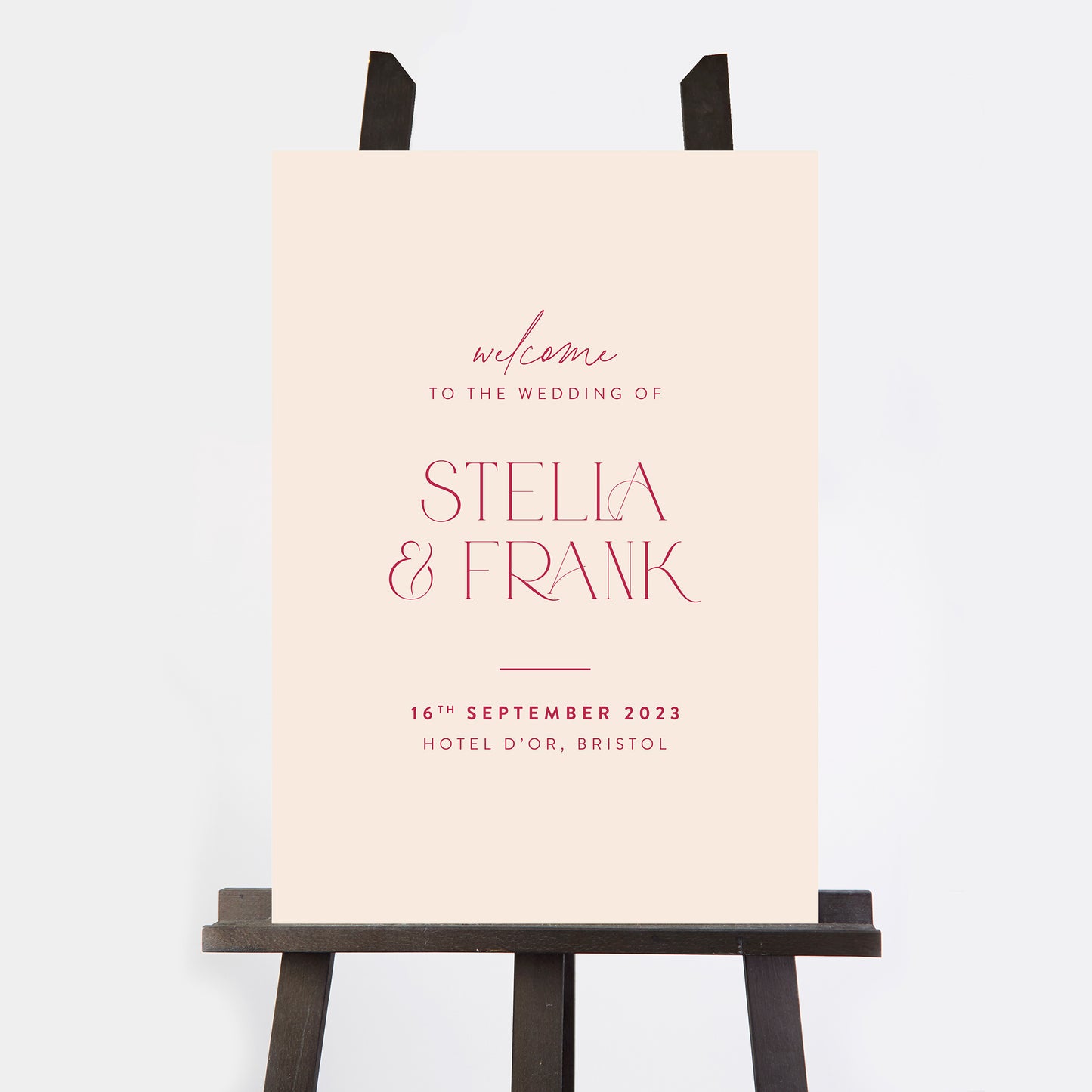 Magenta Modern Script Wedding Welcome Sign