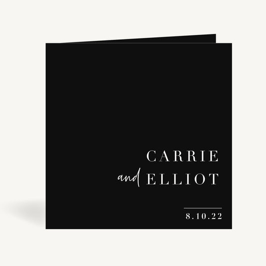 Black Modern Script Folded Wedding Invitation