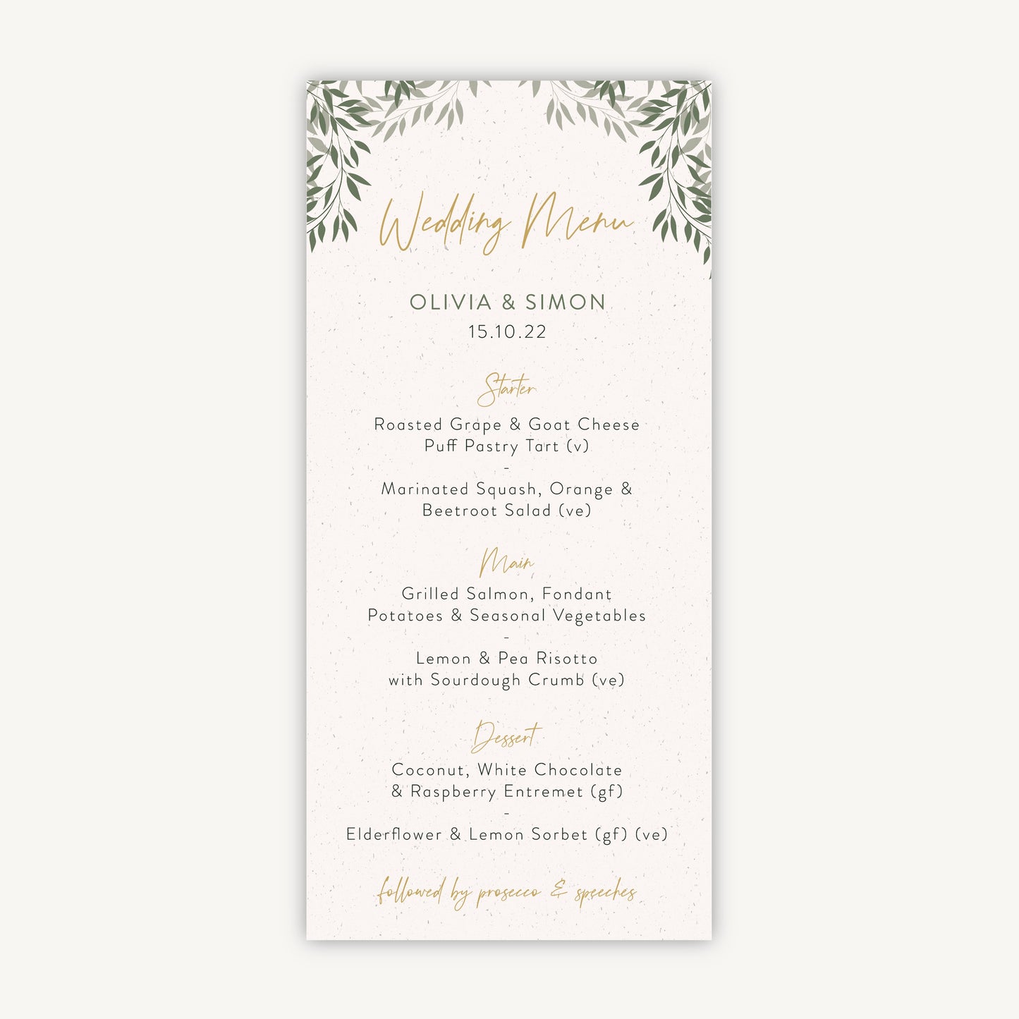 Botanical Rustic Wedding Menu