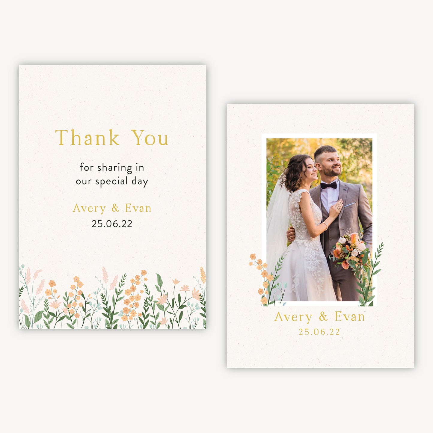 Summer Meadow Photo Wedding Thank You Card