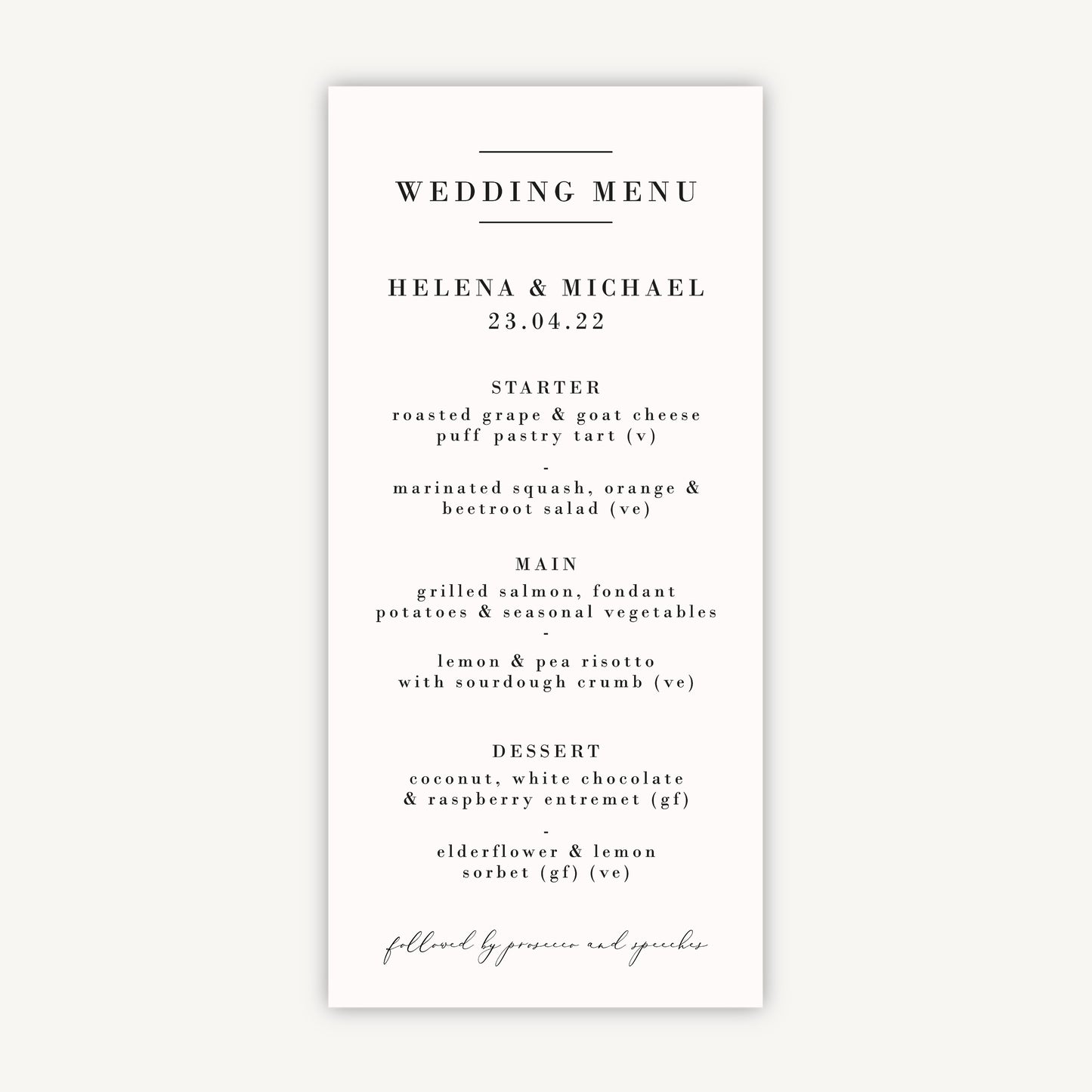 Simple Script Wedding Menu