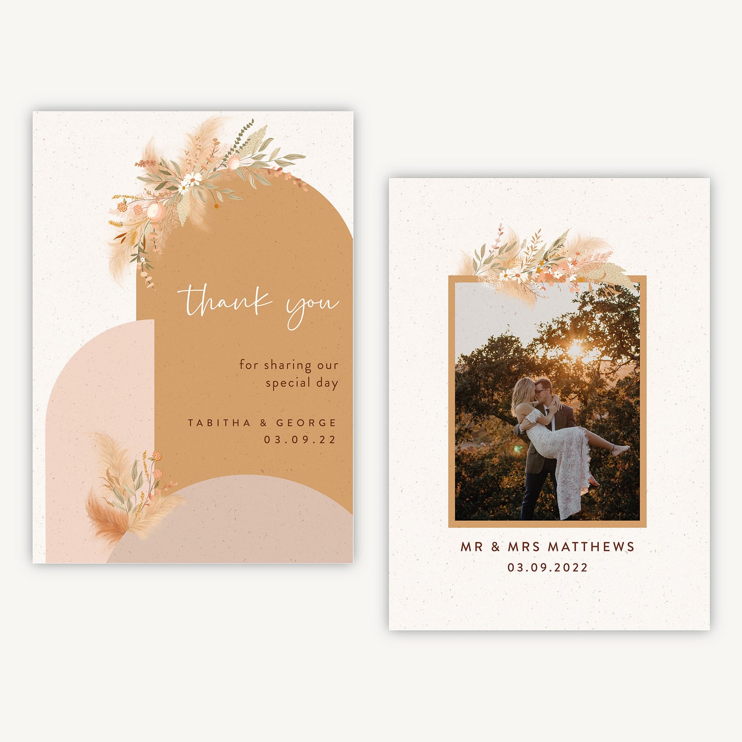 Modern Boho Photo Wedding Thank You Card