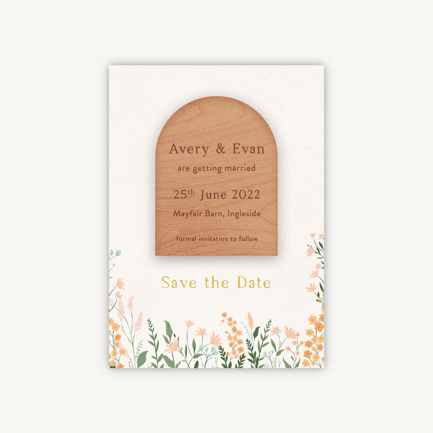 Summer Meadow Wooden Magnet Save the Date
