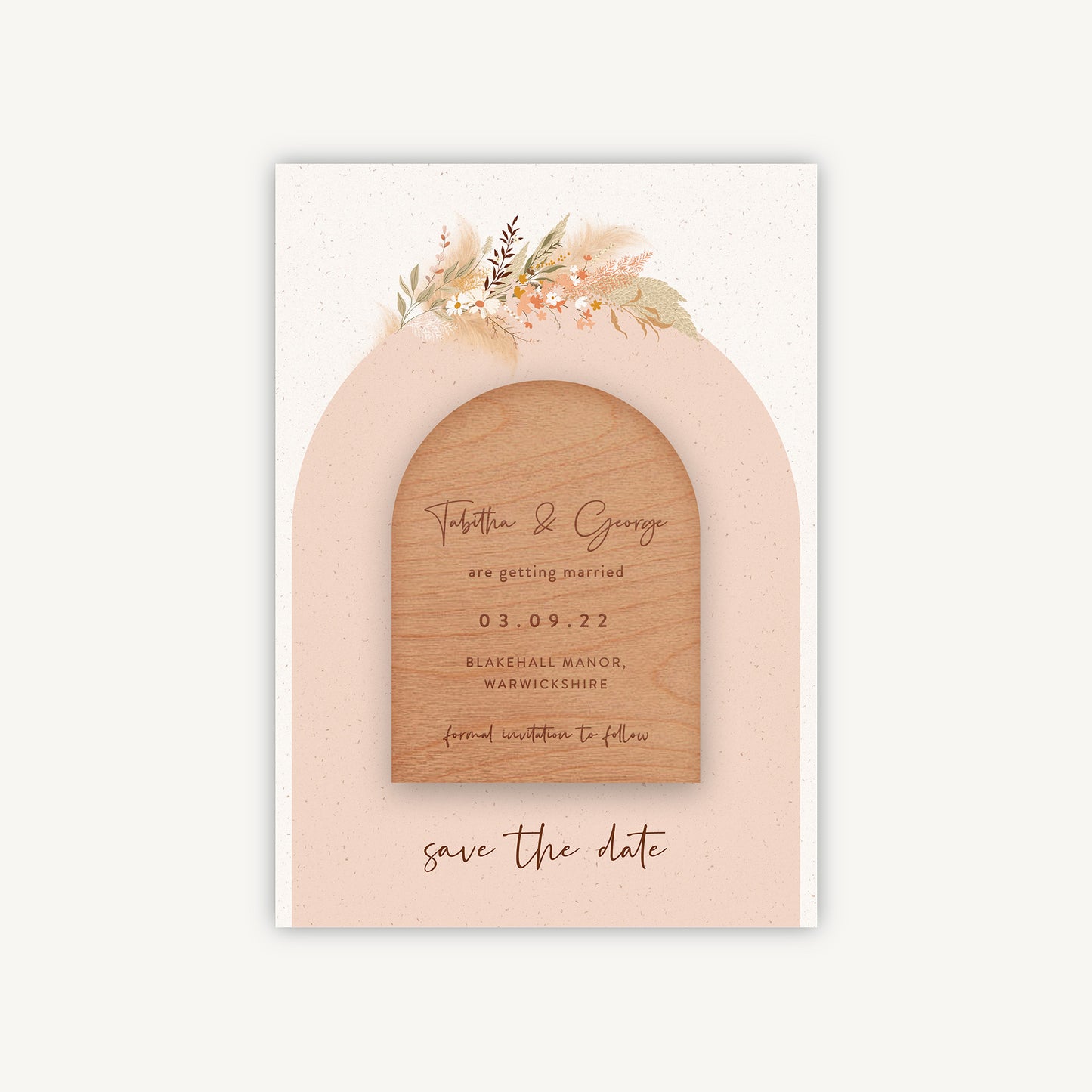 Modern Boho Wooden Magnet Save the Date