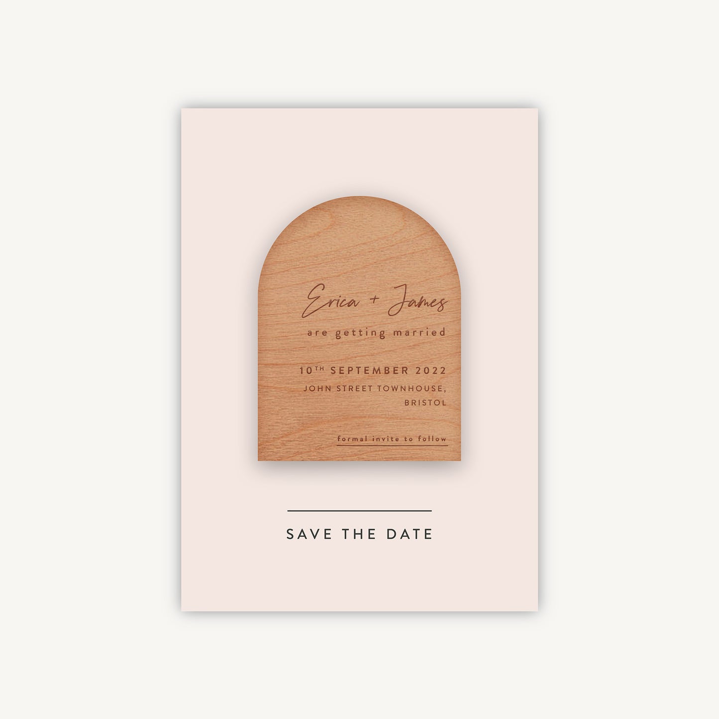 Minimal Script Wooden Magnet Save the Date