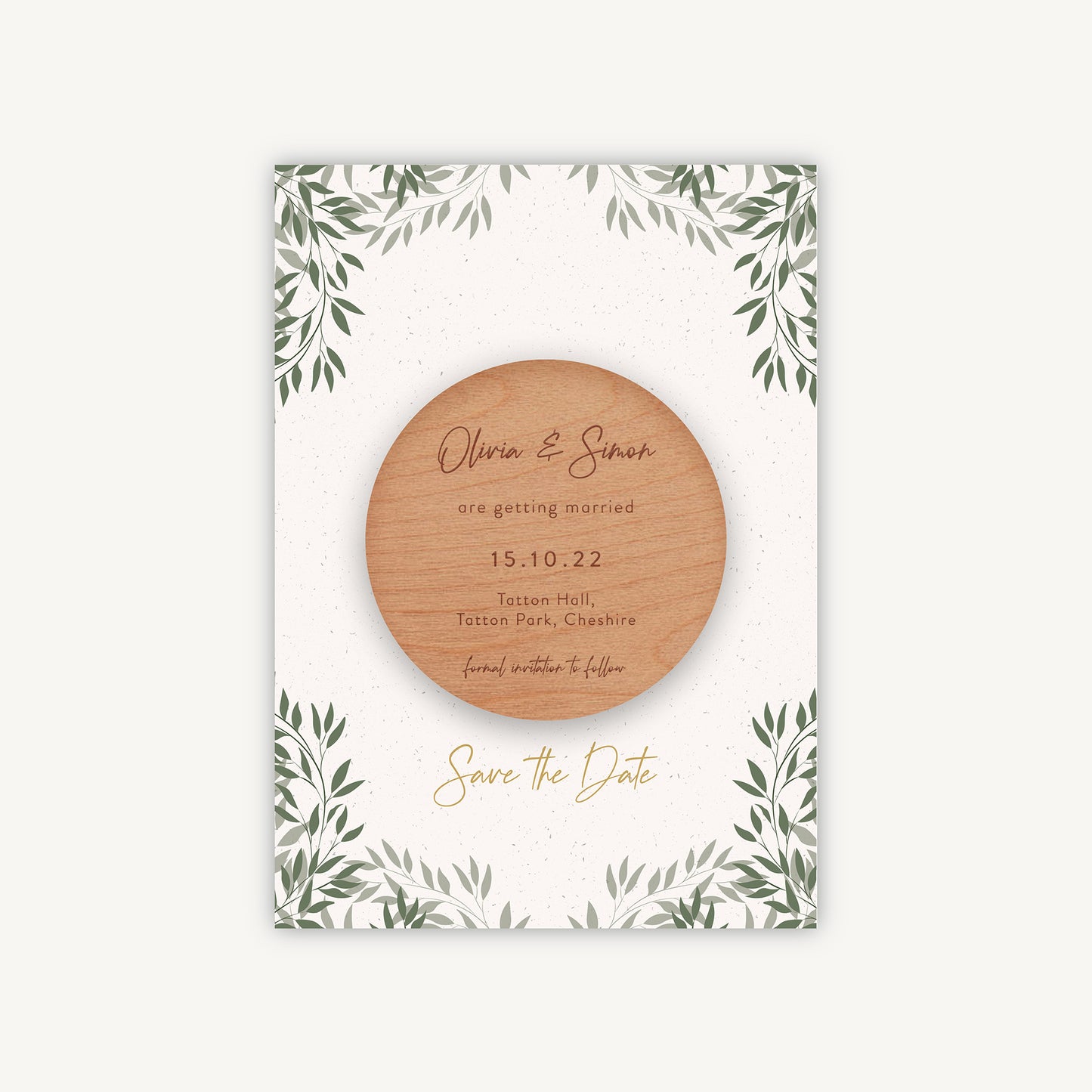 Botanical Rustic Wooden Magnet Save the Date