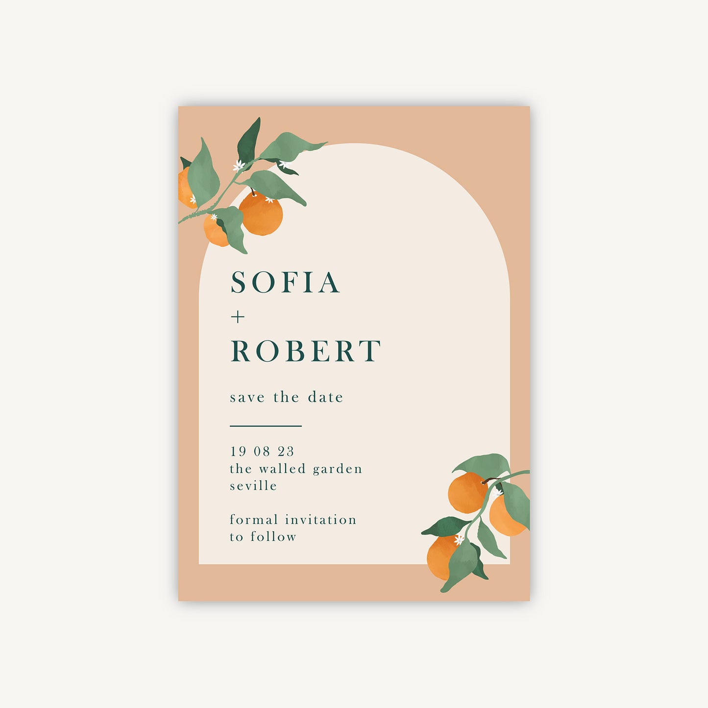 Mediterranean Oranges Wedding Save the Date