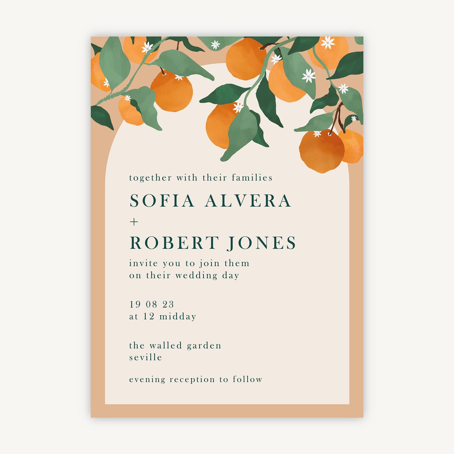 Mediterranean Oranges Wedding Invitation