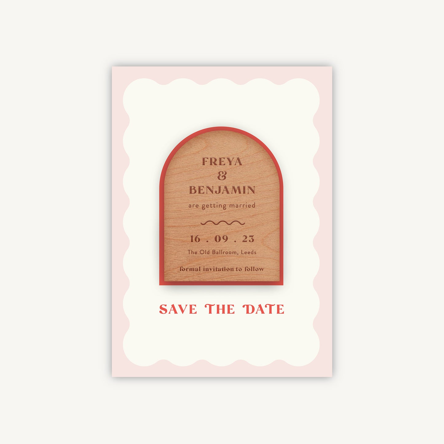 Retro Revival Wooden Magnet Save the Date