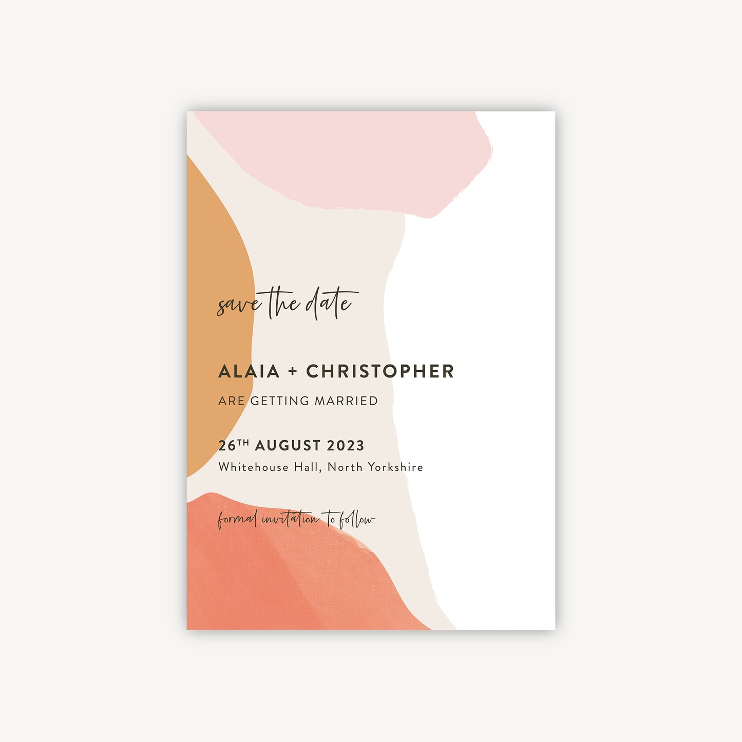 Painterly Colour Pop Wedding Save the Date