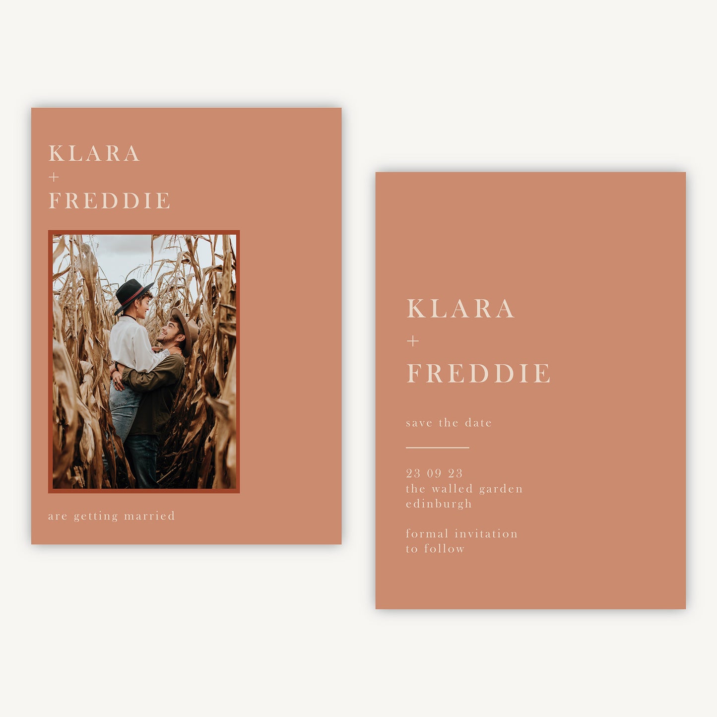 Caramel Autumn Colour Block Photo Wedding Save the Date