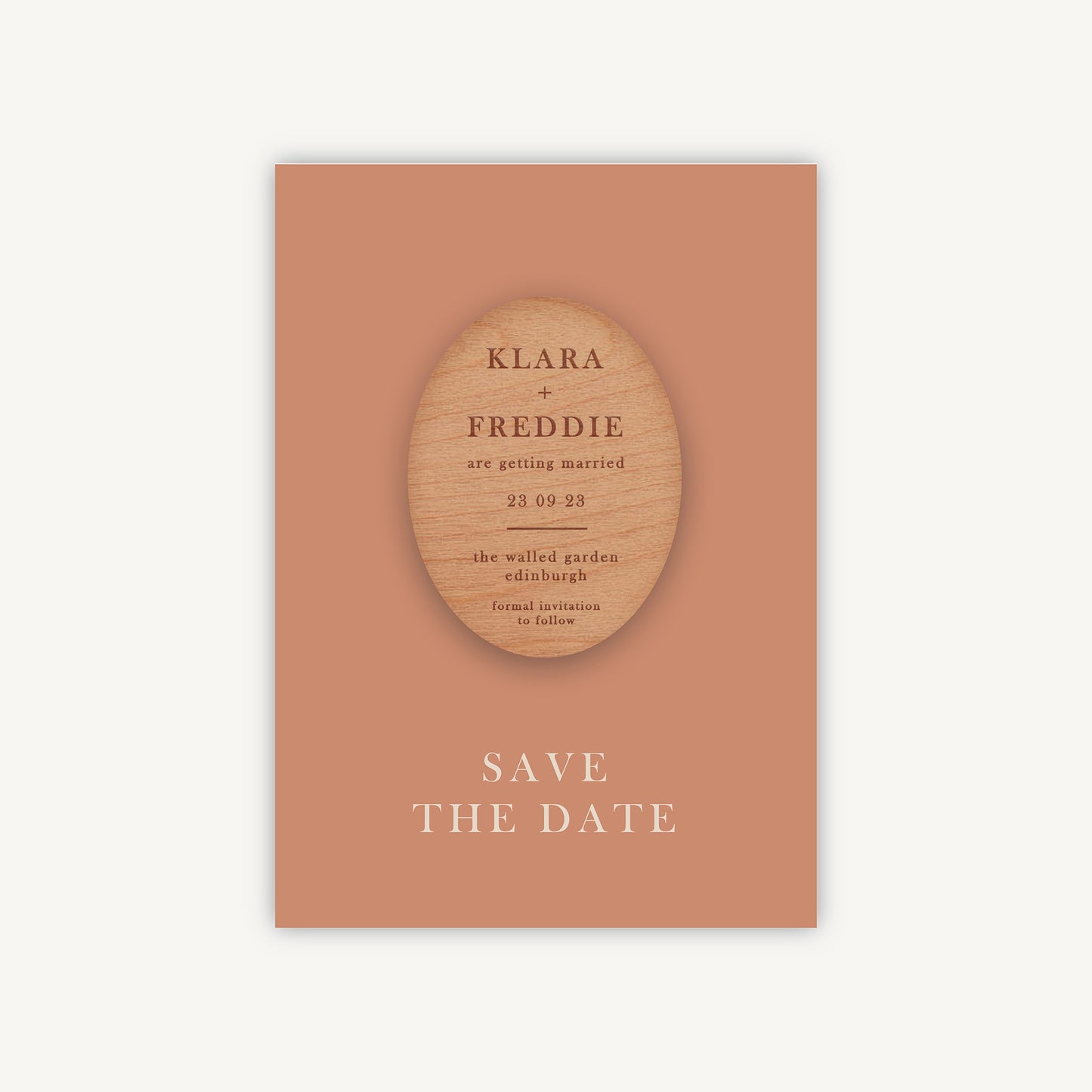 Caramel Autumn Colour Block Wooden Magnet Save the Date