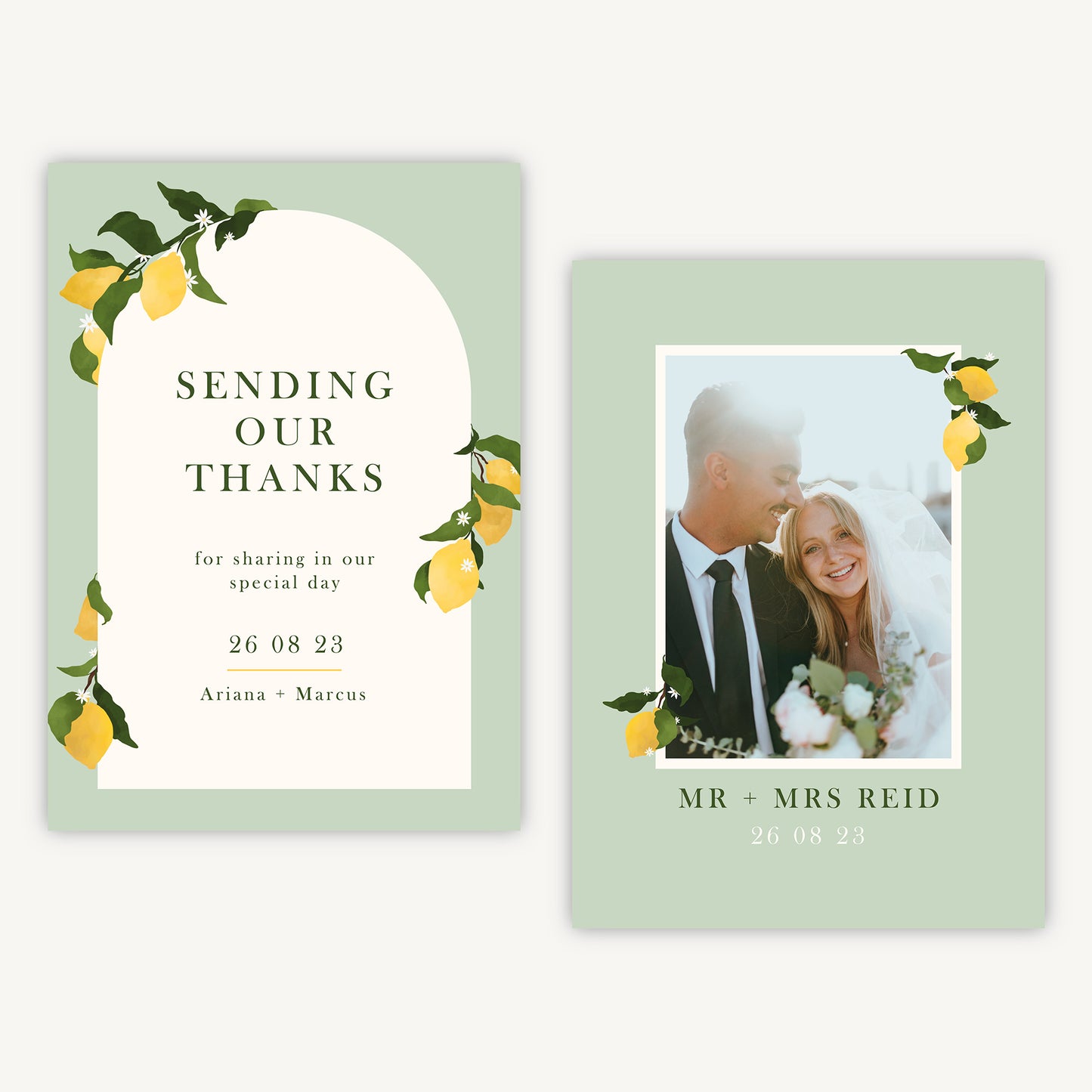 Amalfi Lemons Wedding Thank You Card